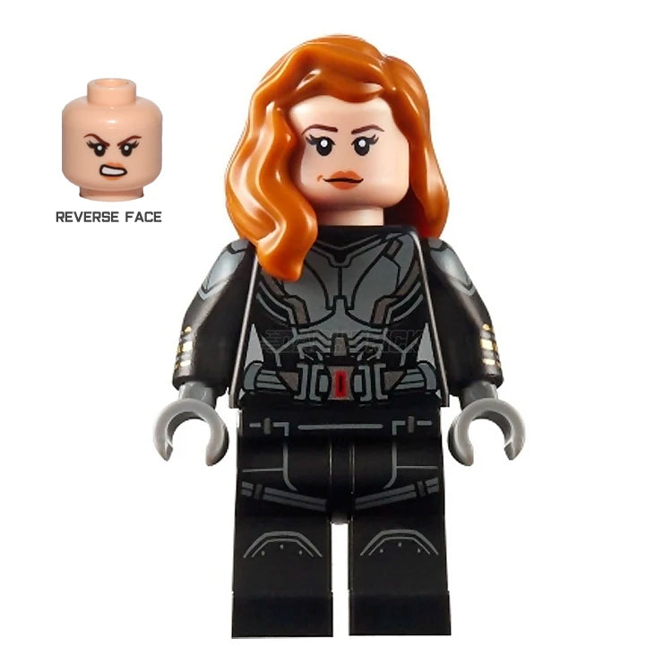 LEGO Marvel Avengers Black Widow Minifigure with Black Jumpsuit & Printed Arms (2020) - Perfect for Collectors, Kids Play, and Marvel Superhero Displays