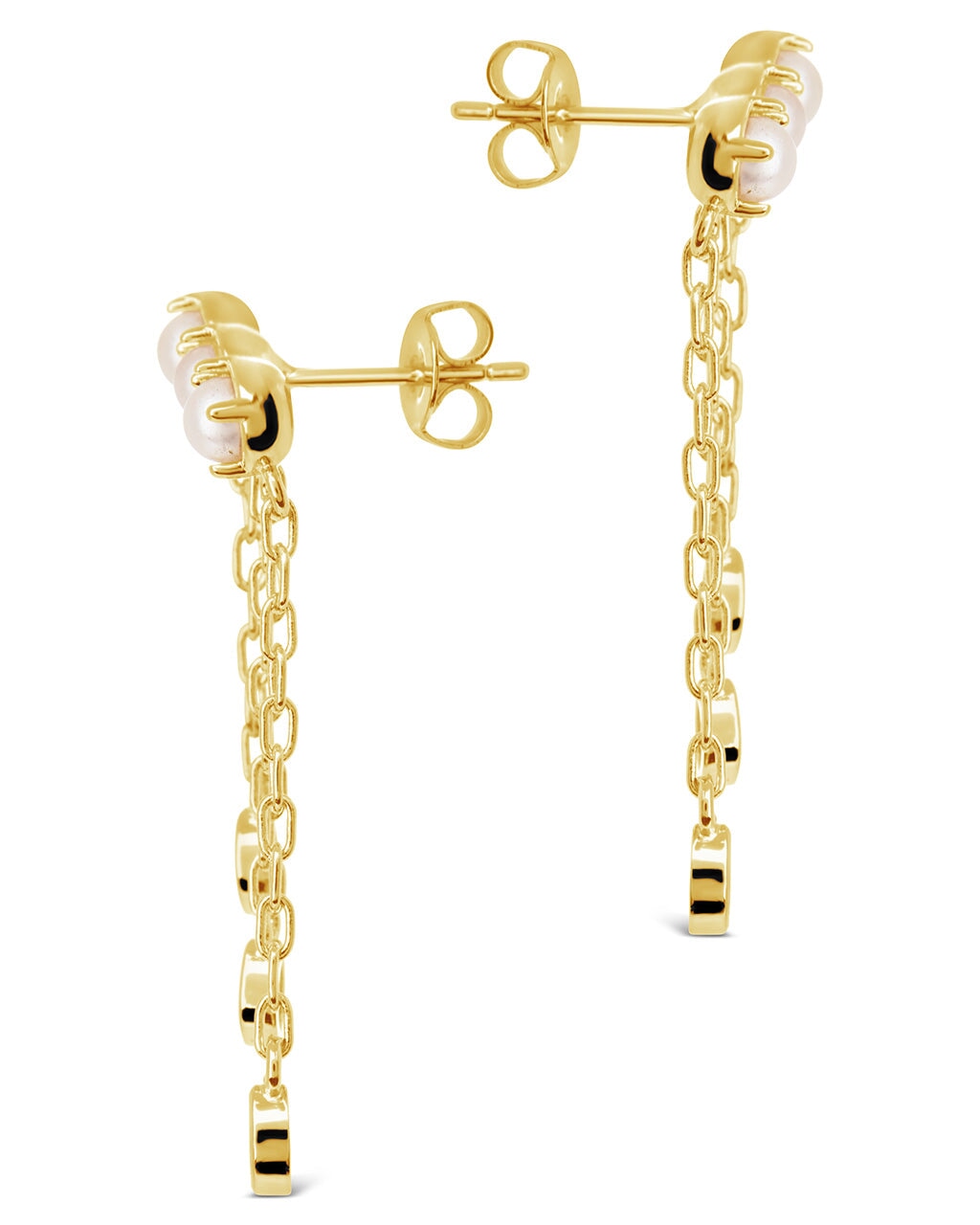 Rhiannon Dangling CZ & Pearl Tiered Stud Earrings for Women - Elegant Cubic Zirconia & Freshwater Pearl Drop Earrings - Perfect for Weddings, Parties & Special Occasions
