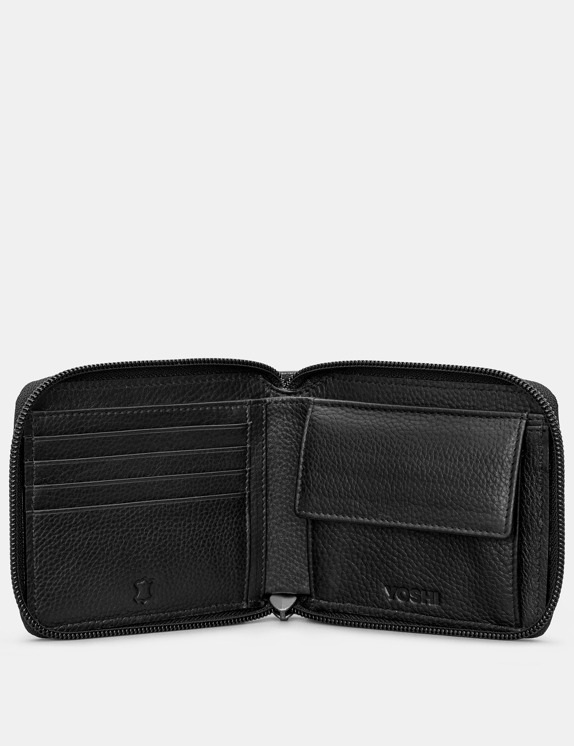 Premium Black Leather Zip Around Wallet for Men & Women - Stylish RFID Blocking Travel & Everyday Use