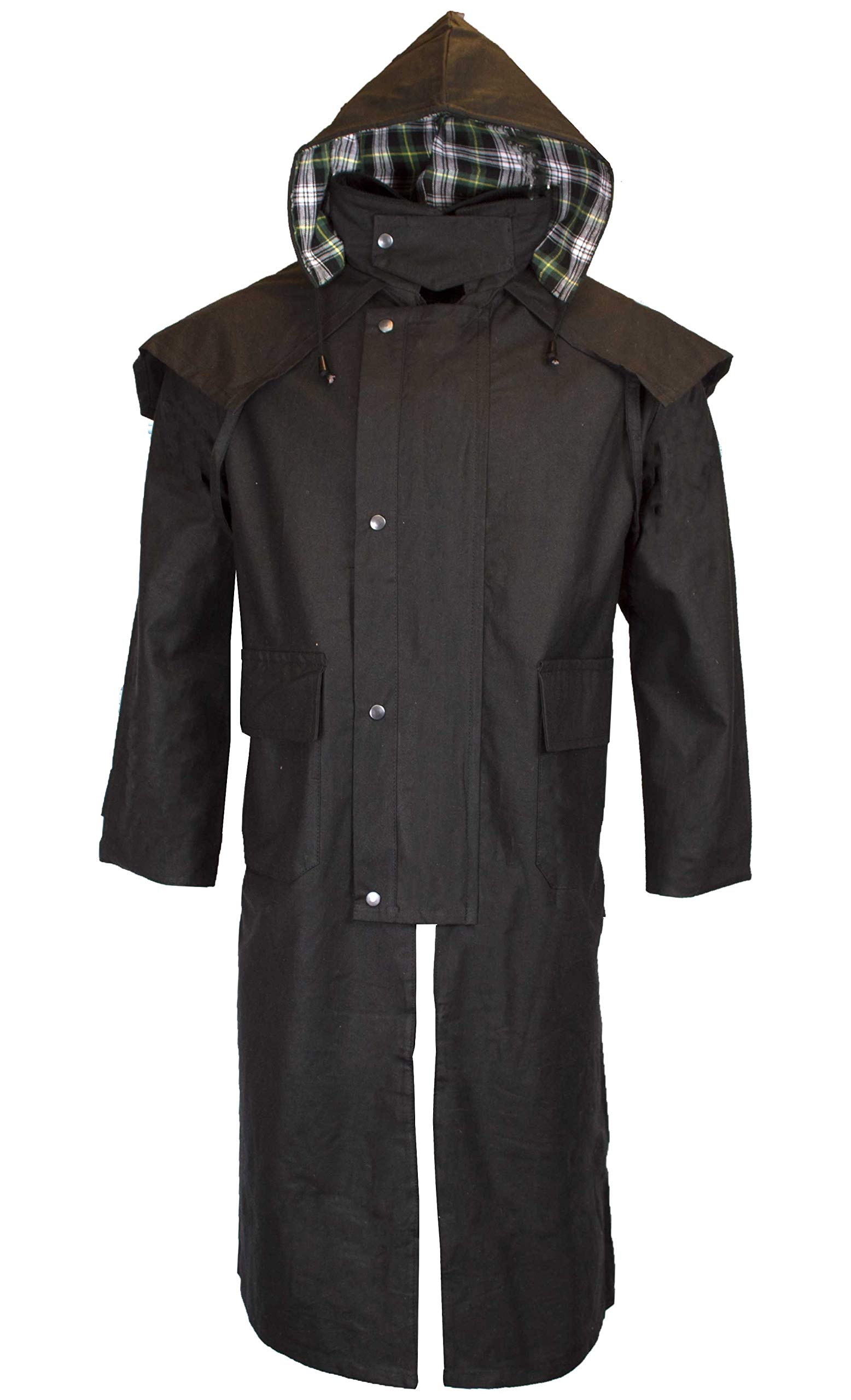 Walker & Hawkes - Unisex Waxed Long Cape Stockman Hooded Coat | Waterproof Outdoor Jacket for Hiking, Camping & Countryside Adventures