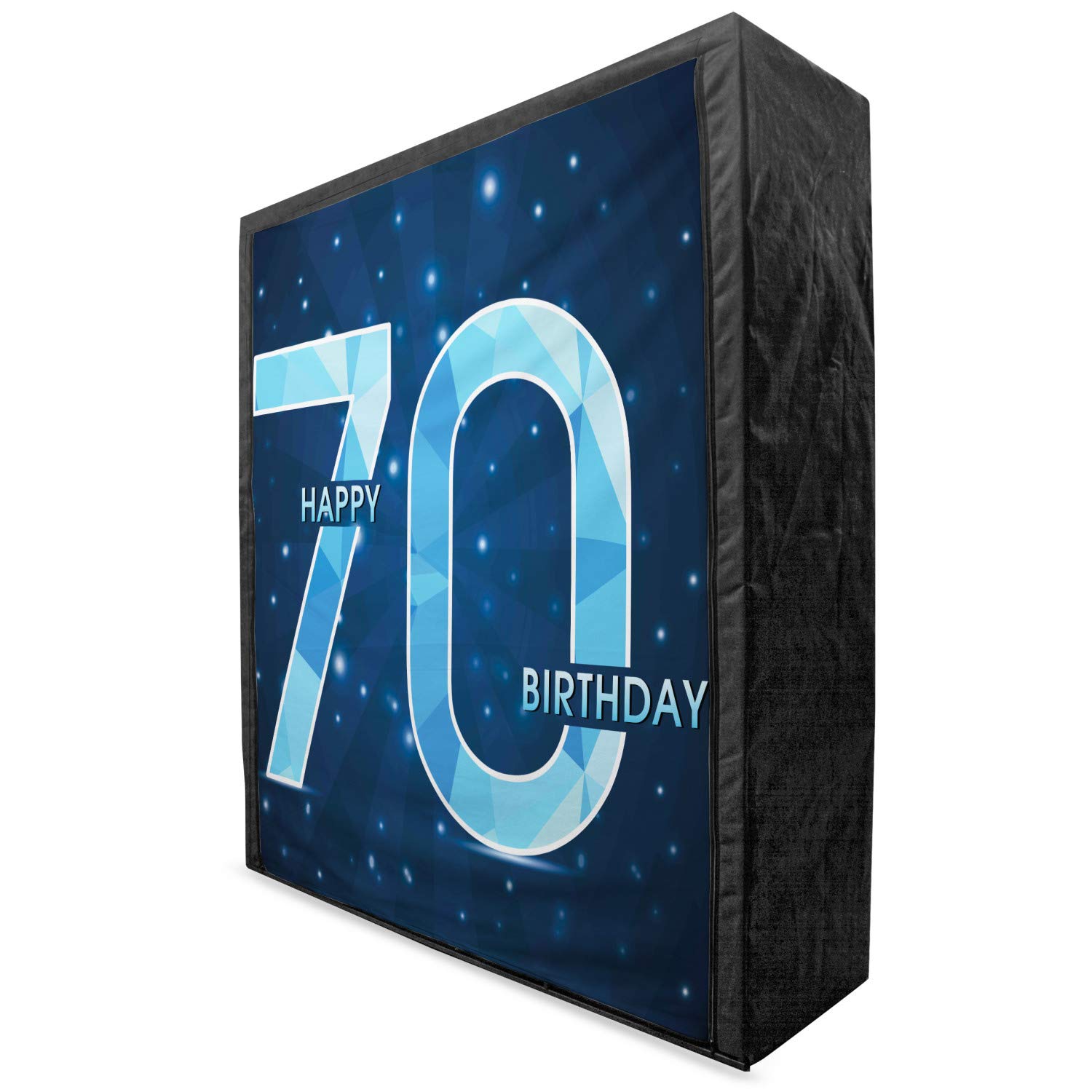 Ambesonne 70th Birthday Portable Fabric Wardrobe - Stars & Space Themed Geometric Design Clothing Organizer with Shelves (59 Inch, Dark Blue & Sky Blue) | Perfect for Party Decor, Gift Storage & Bedroom Organization