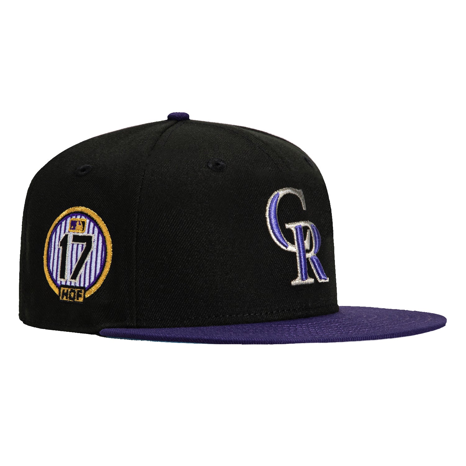 New Era 59Fifty Colorado Rockies 17 Todd Helton HOF Patch Snapback Hat - Black & Purple Baseball Cap for Men - Perfect for Games, Collecting & Fan Apparel