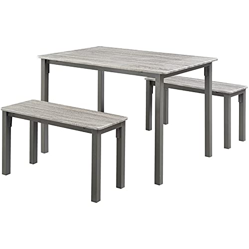 Pemberly Row 3-Piece Wood Top Dining Table Set in Washed Gray - Perfect for Small Spaces, Breakfast Nooks & Cozy Kitchen Dining