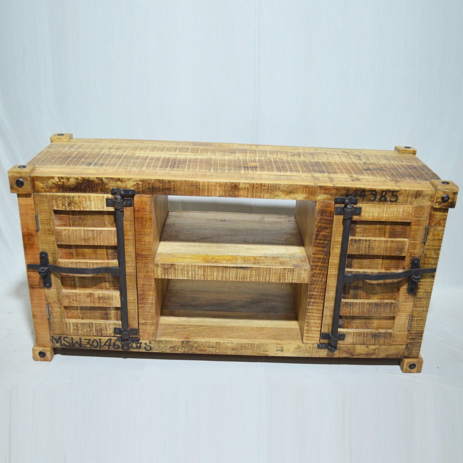 Solid Wood Industrial TV Stand with Plasma Stand - 150x40x50cm Rustic Entertainment Center for Living Room & Home Theater