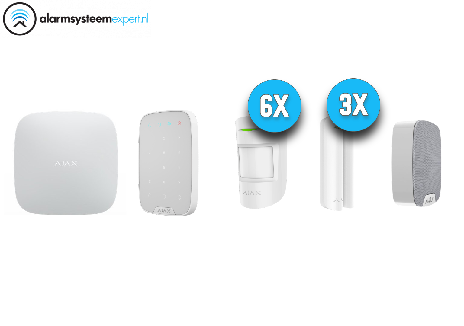 Wireless Alarm System Kit with 5 Sensors (White) - Home Security & Burglar Protection for House, Apartment, Business