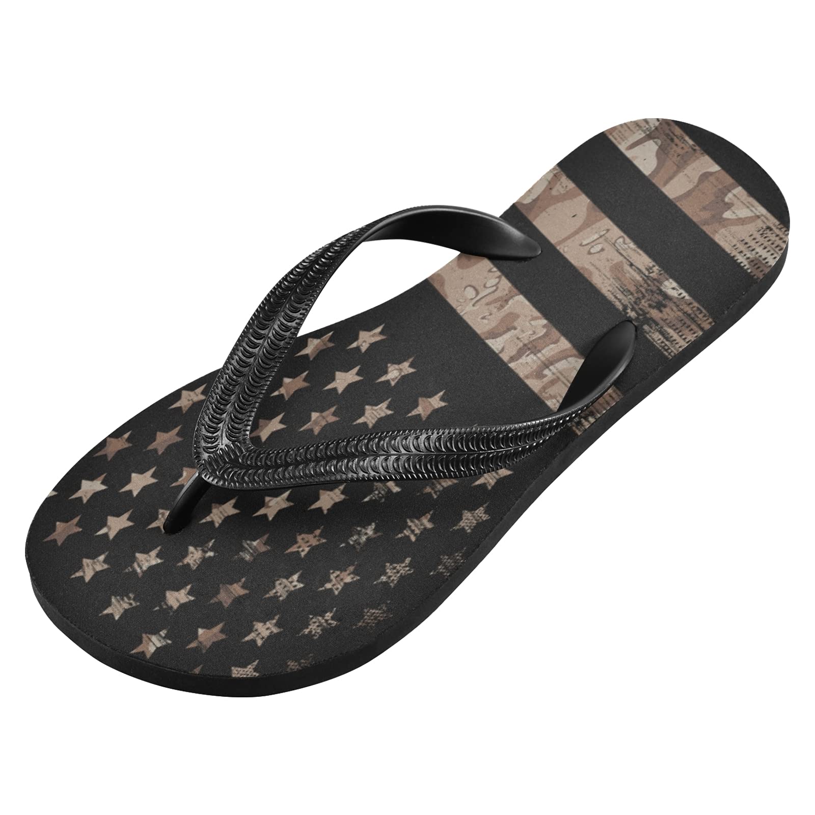 Qilmy Camo American Flag Flip Flops - Lightweight Non-Slip Summer Sandals for Women & Men - Perfect for Beach, Pool, and Casual Outdoor Wear