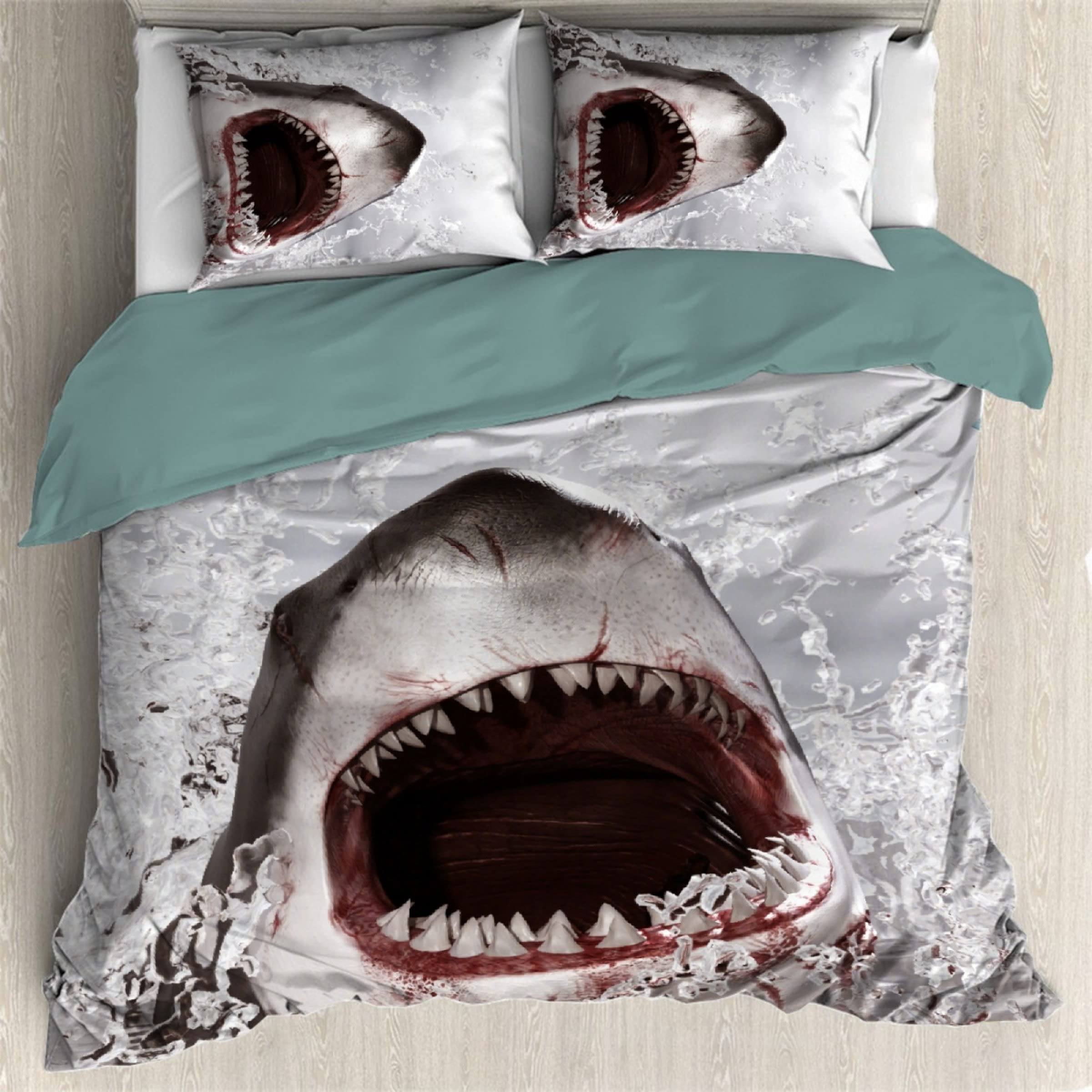 Todeyya Shark Duvet Cover Set - Twin Size Microfiber 3-Piece Comforter Cover with Zipper Closure & 2 Pillow Shams | Lightweight All-Season Bedding for Kids, Teens & Adults | Perfect for Shark Lovers' Bedroom Decor