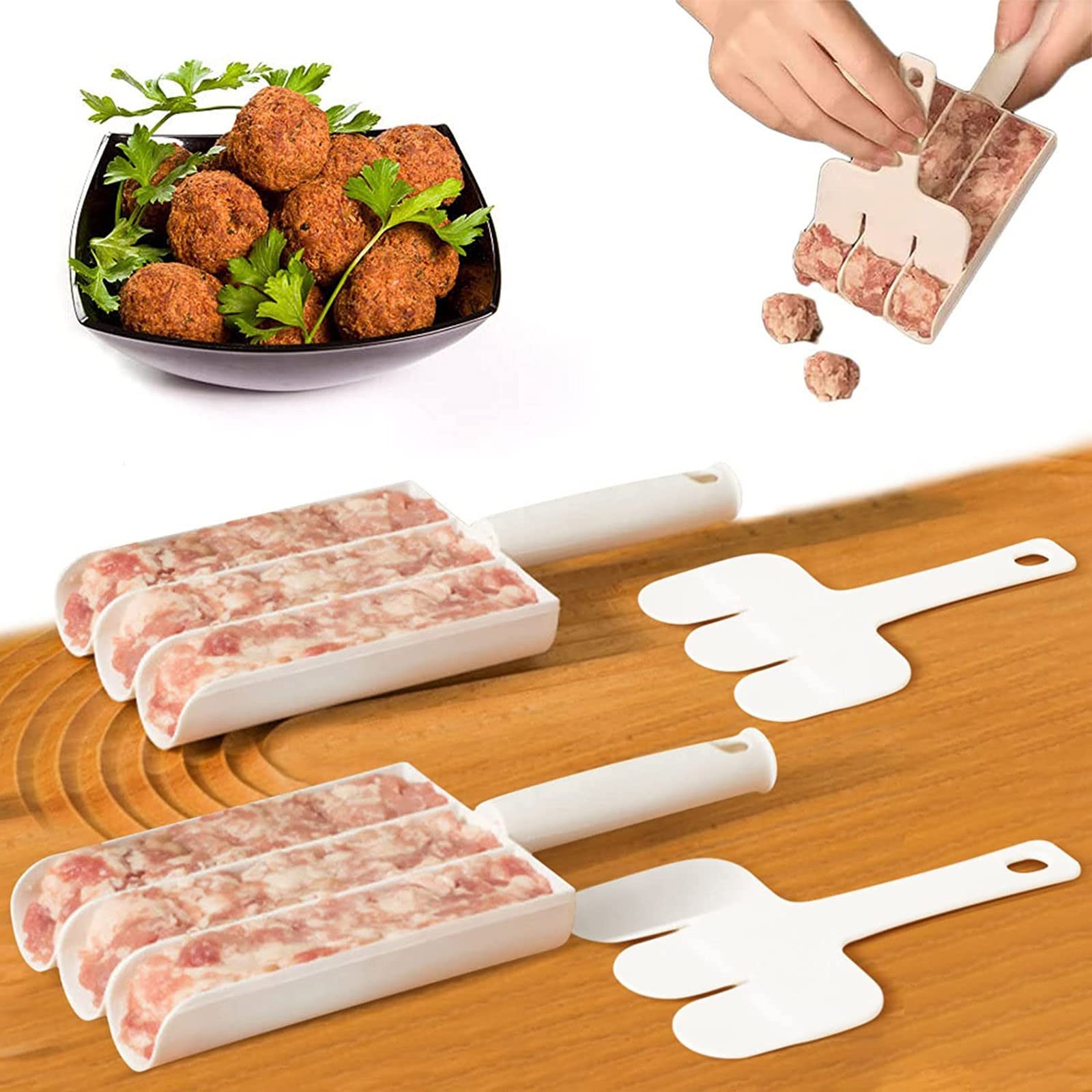 2023 New Non-Stick Kitchen Triple Meatball Maker - Make 3 Meatballs at Once | Perfect for Cooking, Cookie Dough & Sorbet | Ideal for Home Chefs & Meal Prep