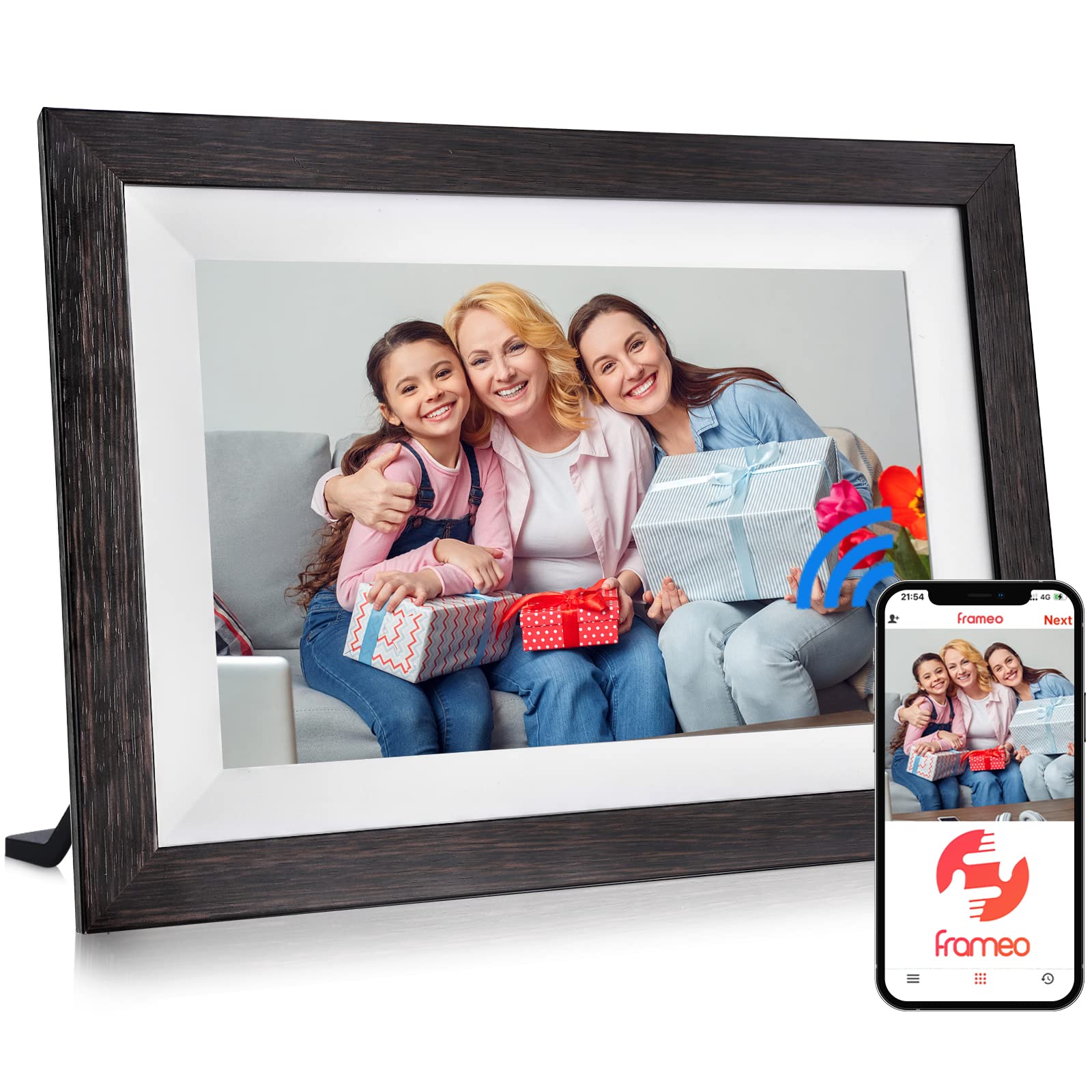 10.1 Inch WiFi Digital Photo Frame - 1280x800 IPS Touch Screen, Auto Play, Wall Mountable, Share Photos & Videos Remotely via Frameo App | Perfect Gift for Family, Home & Office Decor