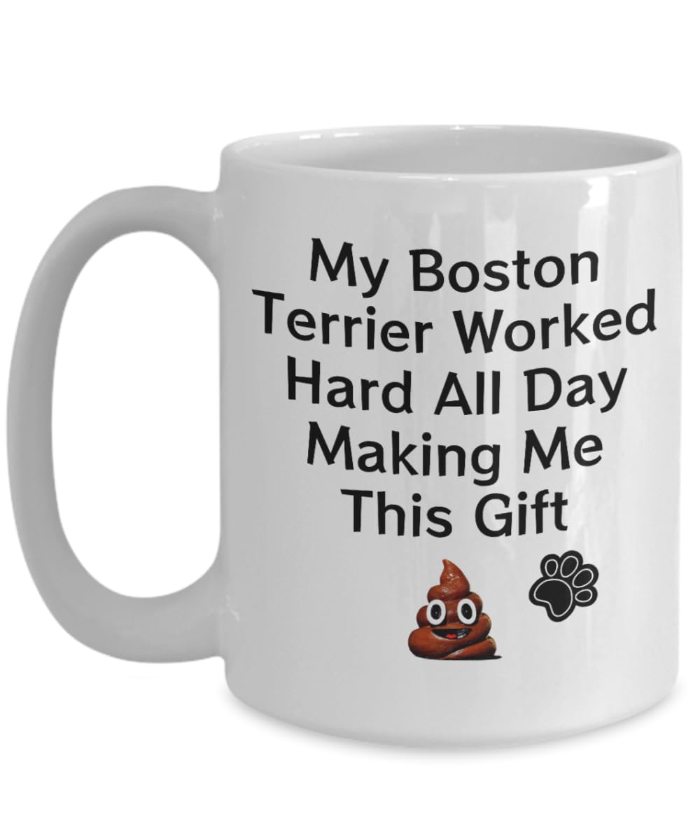 Boston Terrier Coffee Mug - Perfect Gift for Dog Lovers, Dog Parents & Pet Owners - Funny Dog Poop Design Ceramic Cup - Ideal for Coffee, Tea & Office Use