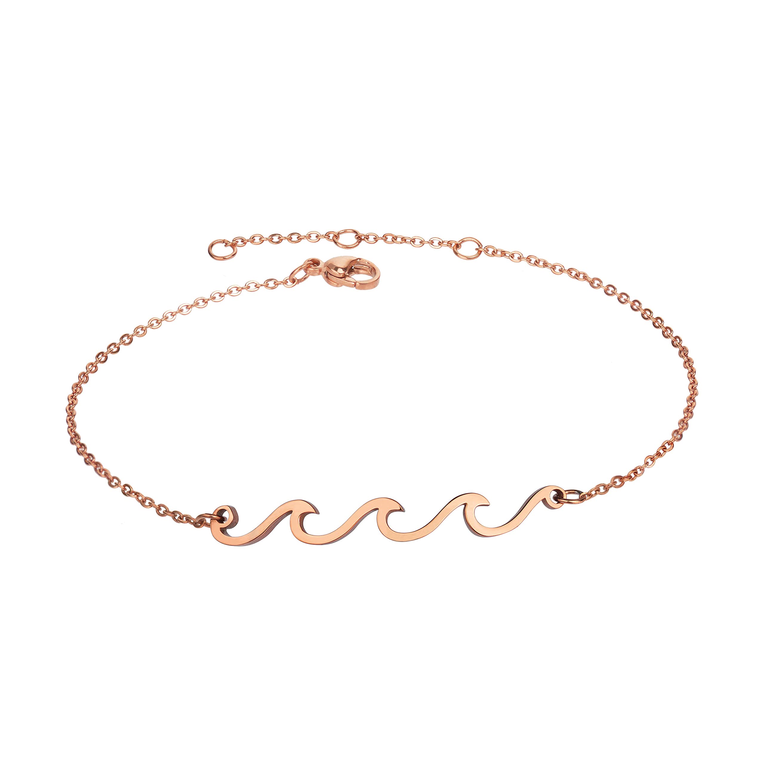 Wave Anklet for Women - Gold & Silver Plated Adjustable Boho Beach Ankle Bracelet | Ocean Wave Summer Foot Jewelry | Perfect Birthday Gift for Her, Beach Vacation & Festival Accessories