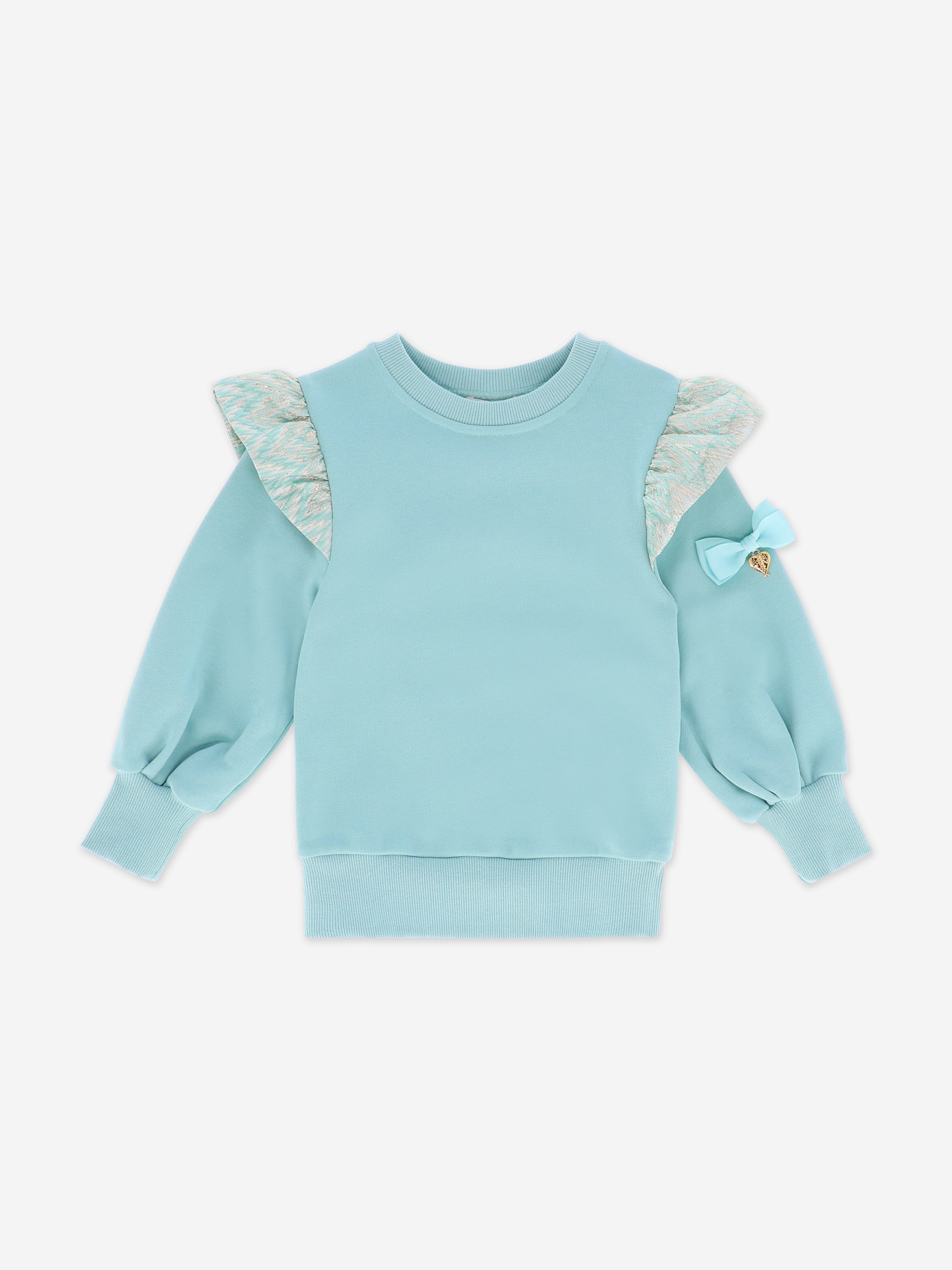 Angels Face Girls Posh Sweatshirt - Soft Blue Pullover for Kids | Cute Casual Outfit for School, Playdates & Family Photos