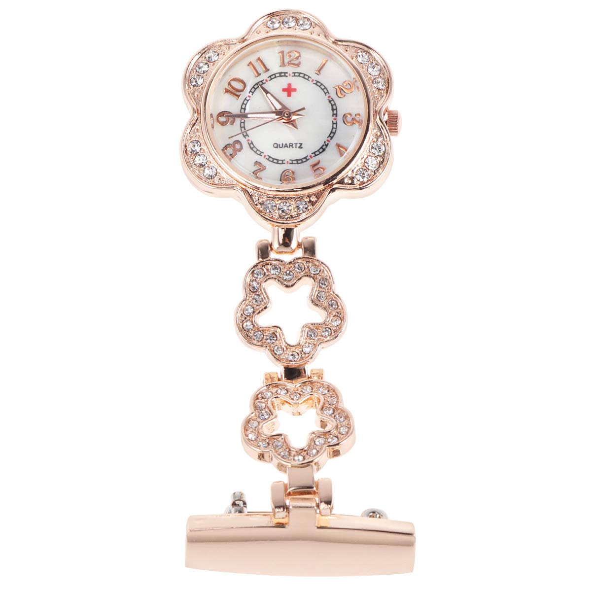 Hemobllo Nurse Watch - Stylish Rhinestone Hanging Doctor Pocket Watch with Quartz Movement | Clip-On Portable Watch for Nurses & Medical Professionals | Perfect for Hospital Shifts, Clinical Work & Medical School