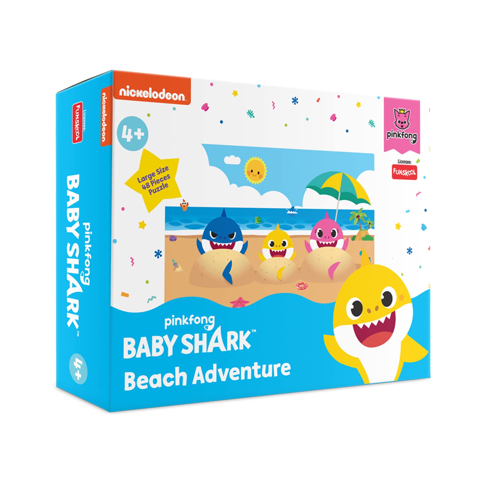 Funskool Baby Shark Beach Adventure 48-Piece Educational Puzzle Toy for Kids Ages 4+ | Fun Learning Activity for Preschoolers & Family Game Night