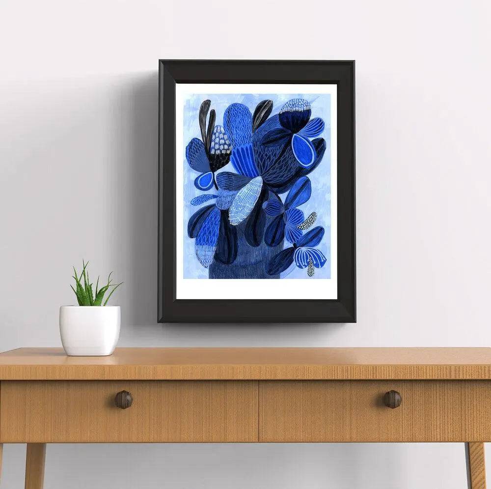 Wild Blue Bunch Abstract Art Print - Modern Wall Decor for Living Room, Bedroom & Office - Perfect for Home & Office Decor