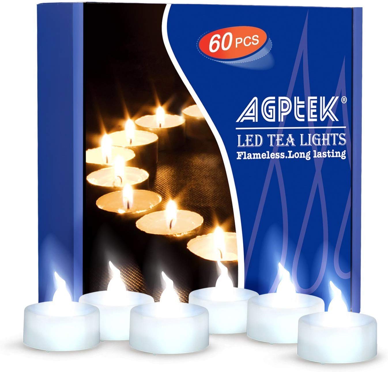 60 Pack Flameless LED Tea Light Candles - Battery Operated Cool White No Flicker Long-Lasting - Perfect for Wedding Centerpieces, Holiday Decor, Romantic Dinners & Home Ambiance Lighting