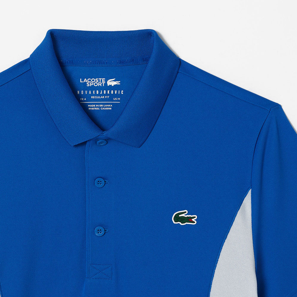 Lacoste Men's Regular Fit Jersey Novak Djokovic Tennis Polo Shirt - Breathable Cotton, Classic Collar, Short Sleeve (Blue) - Perfect for Tennis, Golf, and Casual Wear