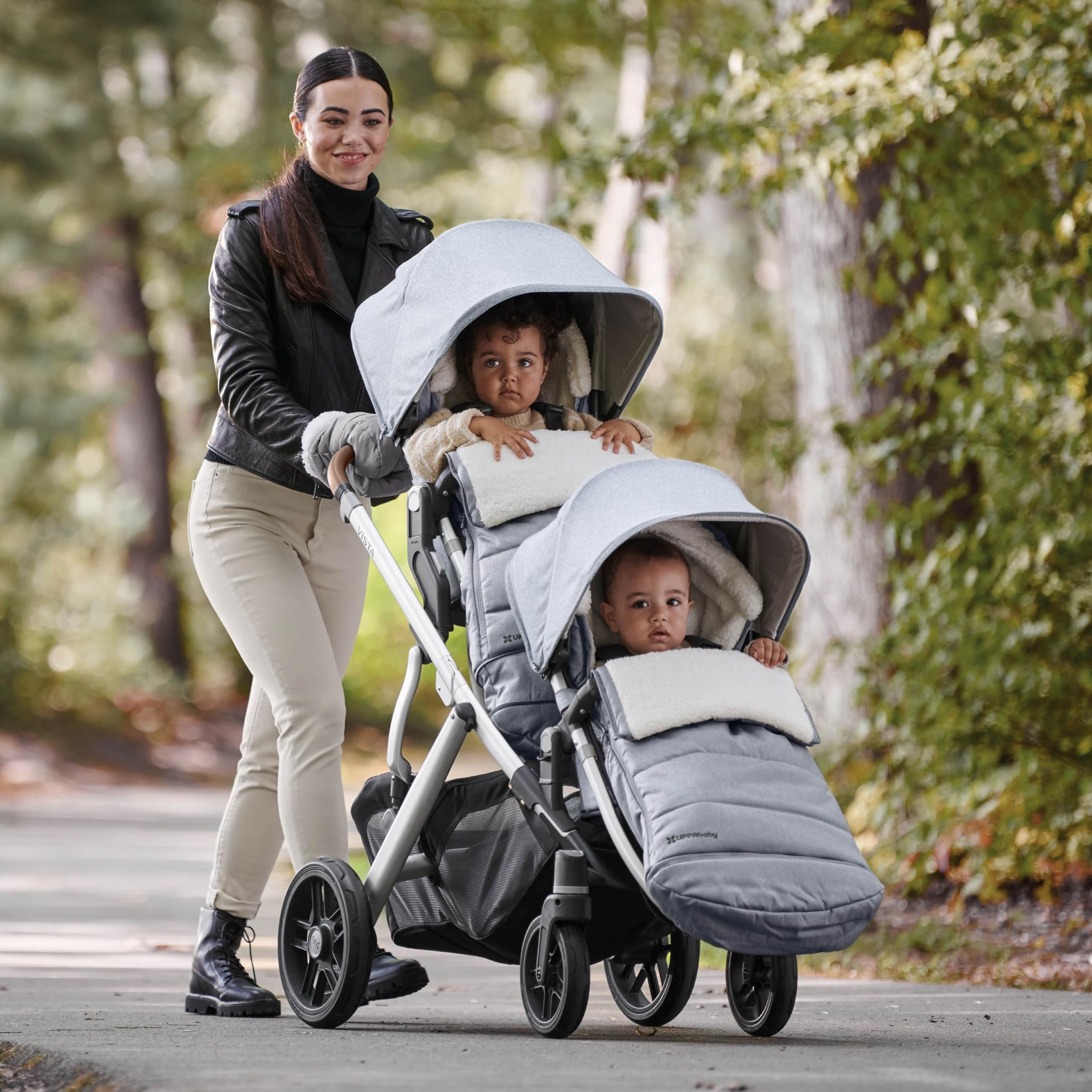 UPPAbaby CozyGanoosh Footmuff - Ultra Soft Weatherproof Stroller Accessory for UPPAbaby Vista/Cruz/Mesa - Winter Stroller Cover with Easy Attachment - Perfect for Cold Weather Walks & Outdoor Adventures - Savannah (Pearl Gray Jacquard)