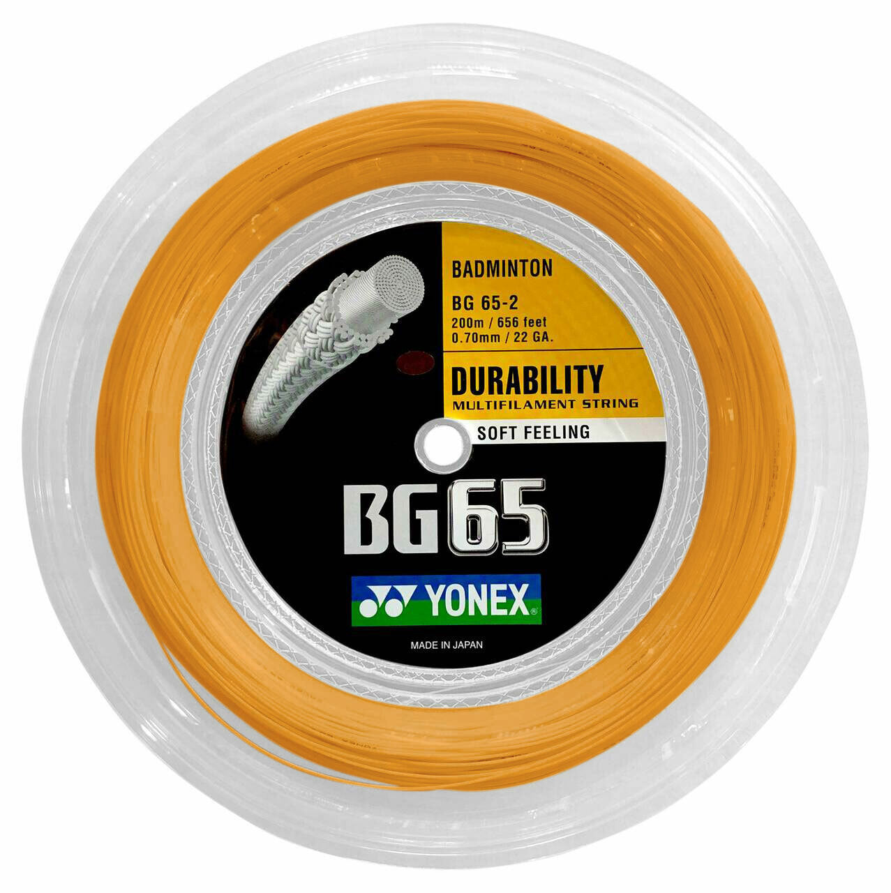 Yonex BG65 Badminton String 200m Reel - Premium Durability for Tournament & Recreational Play