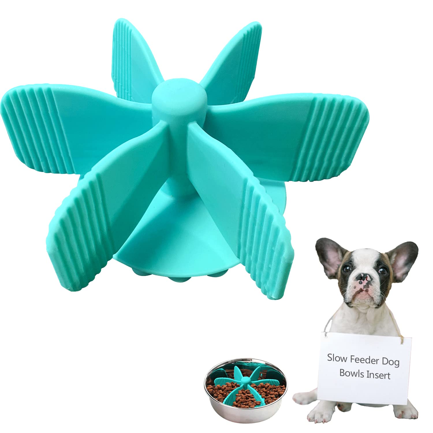 Spiral Slow Feeder Dog Bowl Insert - Anti-Choking Pet Food Dish for Small & Medium Dogs with Strong Suction Cups | Cuttable Slow Eating Accessories for Fast Eaters | Perfect for Meal Time, Training, and Digestive Health