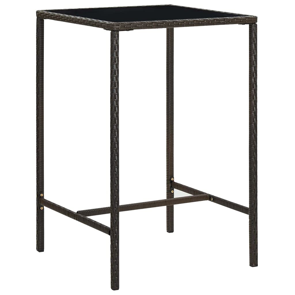 Outdoor Patio Dining Table with Tempered Glass Top & Steel Frame - Rectangle Bistro, Coffee & Console Table - Durable Poly Rattan for Garden, Lawn, Backyard - Perfect for Al Fresco Dining & Outdoor Entertaining