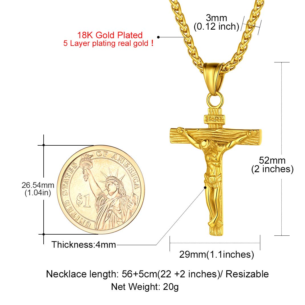GOLDCHIC Sterling Silver Cross INRI Crucifix Pendant Necklace with Virgin Mary Miraculous Medal - Religious Christian Jewelry for Women & Men - Perfect for Baptism, First Communion, Confirmation & Daily Faith Wear
