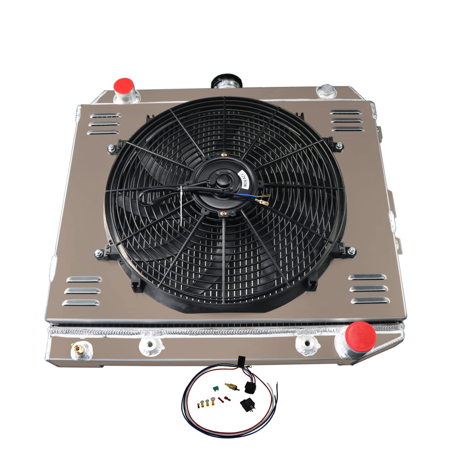 3 Row Aluminum Radiator with Shroud, Fan & Relay Kit - Compatible with 68-74 Dodge Coronet/Charger/Challenger & 68-73 Plymouth Satellite/Barracuda - High Performance Cooling Upgrade for Classic Muscle Cars