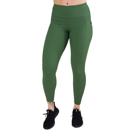 High Waist Ribbed Leggings for Women - Stretchy & Comfortable Hunter Green Yoga Pants - Perfect for Workouts, Lounge & Everyday Wear