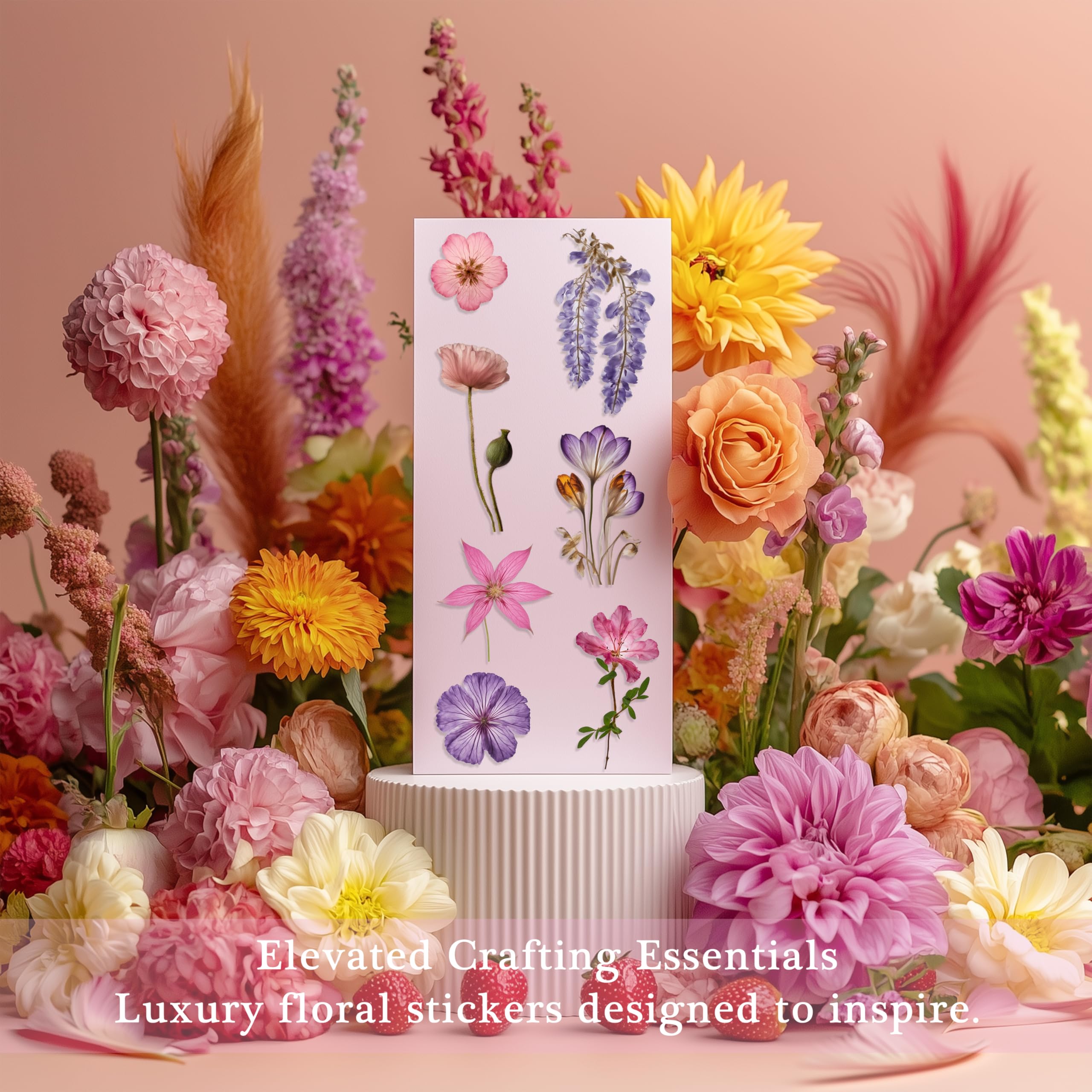 500 Pieces Pressed Flower Stickers (36 Sheets) - Dried Flower Decals for Scrapbooking, Junk Journals, Bullet Journals & Planners - Perfect for DIY Crafts, Memory Books & Stationery Decoration