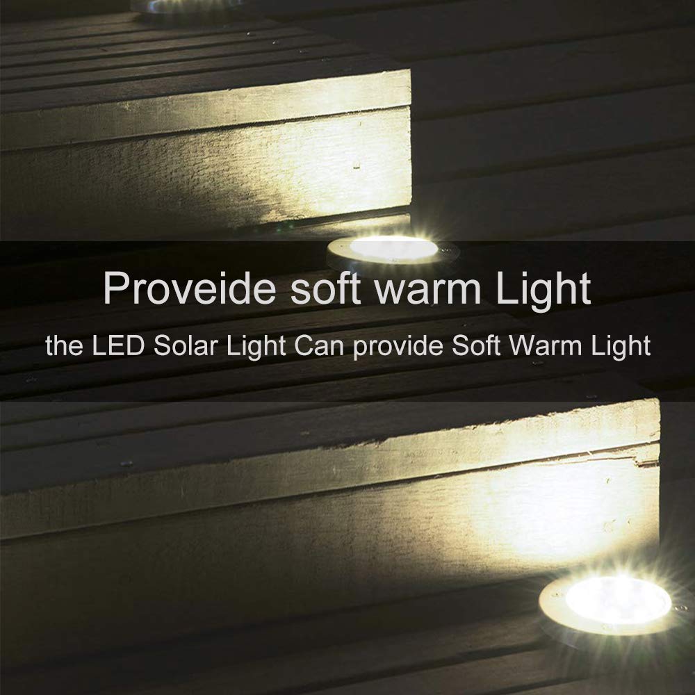 Aogist Solar Ground Lights - 4 Pack LED Garden Disk Lights, Waterproof Outdoor Landscape Lighting for Lawn, Patio, Pathway, Yard, Deck & Walkway (Warm White) - Perfect for Garden Decoration, Backyard Lighting & Nighttime Safety