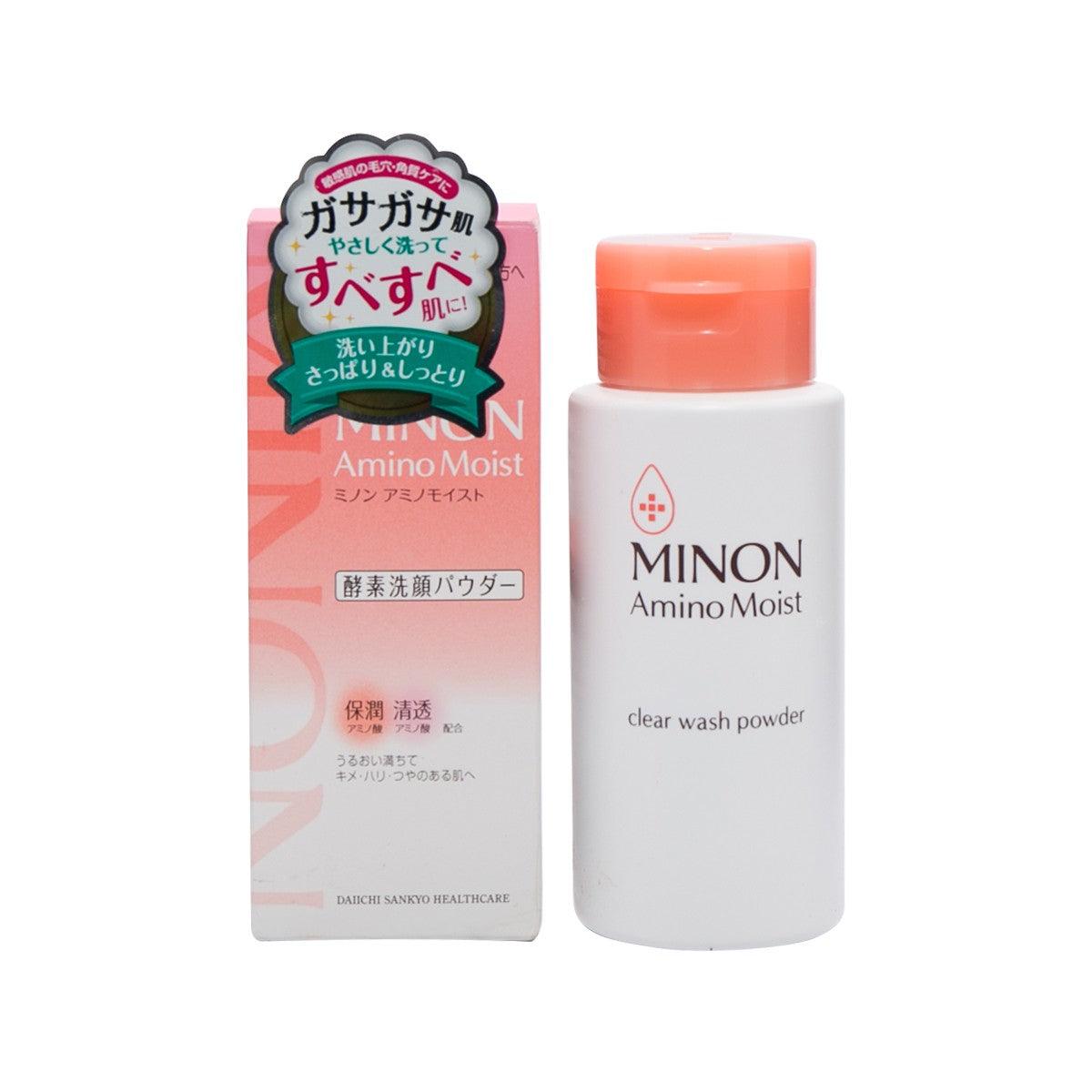 MINON Amino Moist Clear Wash Powder - Gentle Foaming Facial Cleanser for Sensitive Skin | Hydrating & pH Balanced | Perfect for Daily Skincare Routine & Travel