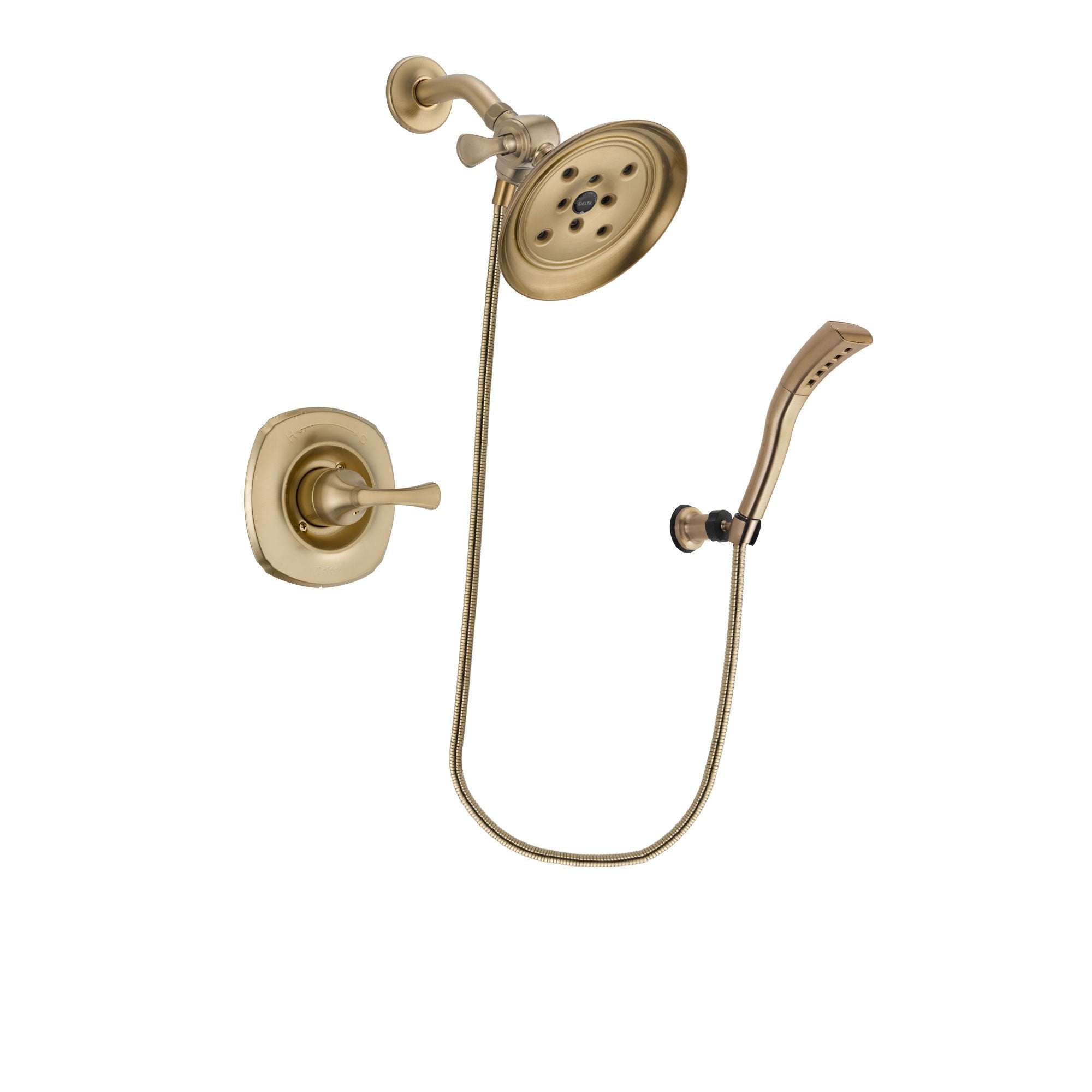 Delta Addison Champagne Bronze Shower Faucet System with Large Rain Shower Head & Handheld Spray - Wall Mount Modern Bathroom Set with Rough-in Valve DSP3694V - Perfect for Luxury Master Bath & Spa-Like Shower Experience