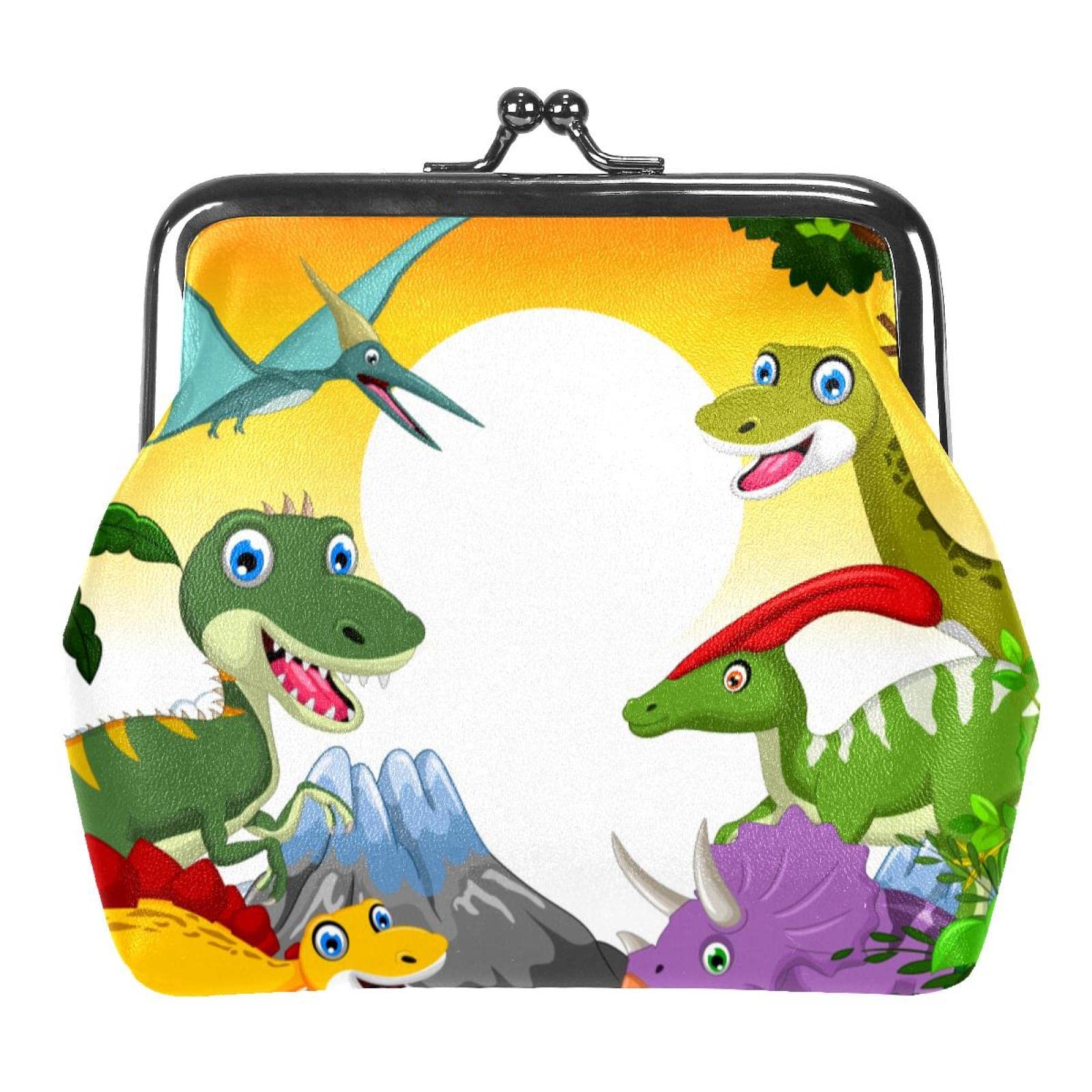 Dinosaur Coin Purse with Selfie Pouch - Small Kiss-lock Clasp Wallet for Change & Coins - Perfect for Kids, Collectors, and Dinosaur Lovers (Great for Travel, Shopping, and Everyday Use)