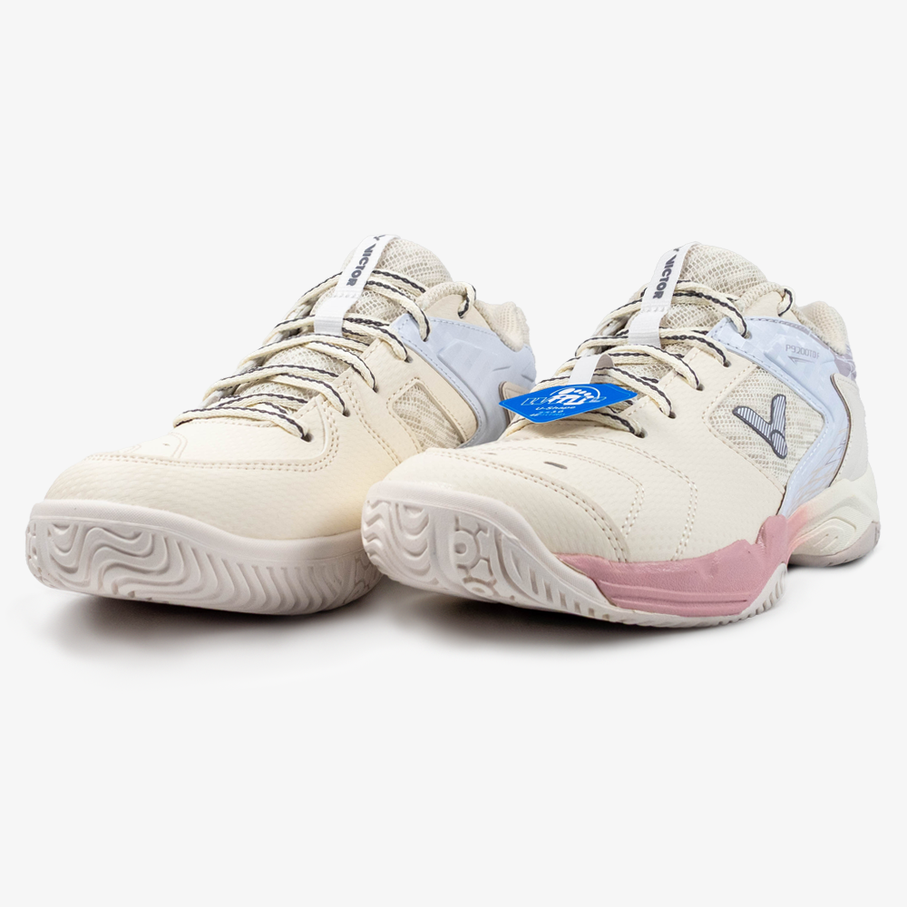 Victor P9200TDF LI Badminton Court Shoes for Women - Gardenia/Chalk Pink | Lightweight & Breathable Indoor Sports Shoes for Badminton, Tennis, Squash & Volleyball