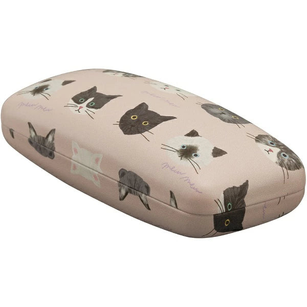 Cat Eyeglass Case with Microfiber Cleaning Cloth - Protective Glasses Holder for Travel, Home & Office Use