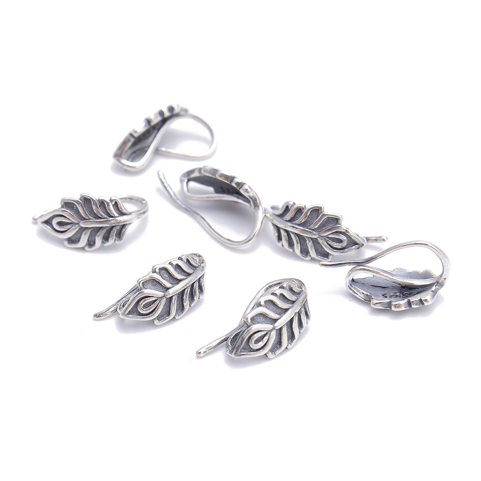 925 Sterling Silver Anti-Tarnish Leaf Shaped Earring Hooks 7x15mm (4 Pcs) - Perfect for DIY Jewelry Making, Gift Giving & Everyday Wear