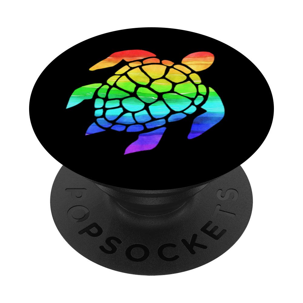 Rainbow Sea Turtle PopGrip: Swappable Phone & Tablet Grip with Colorful Design for Stylish Protection, Perfect for Daily Use, Travel, and Outdoor Adventures