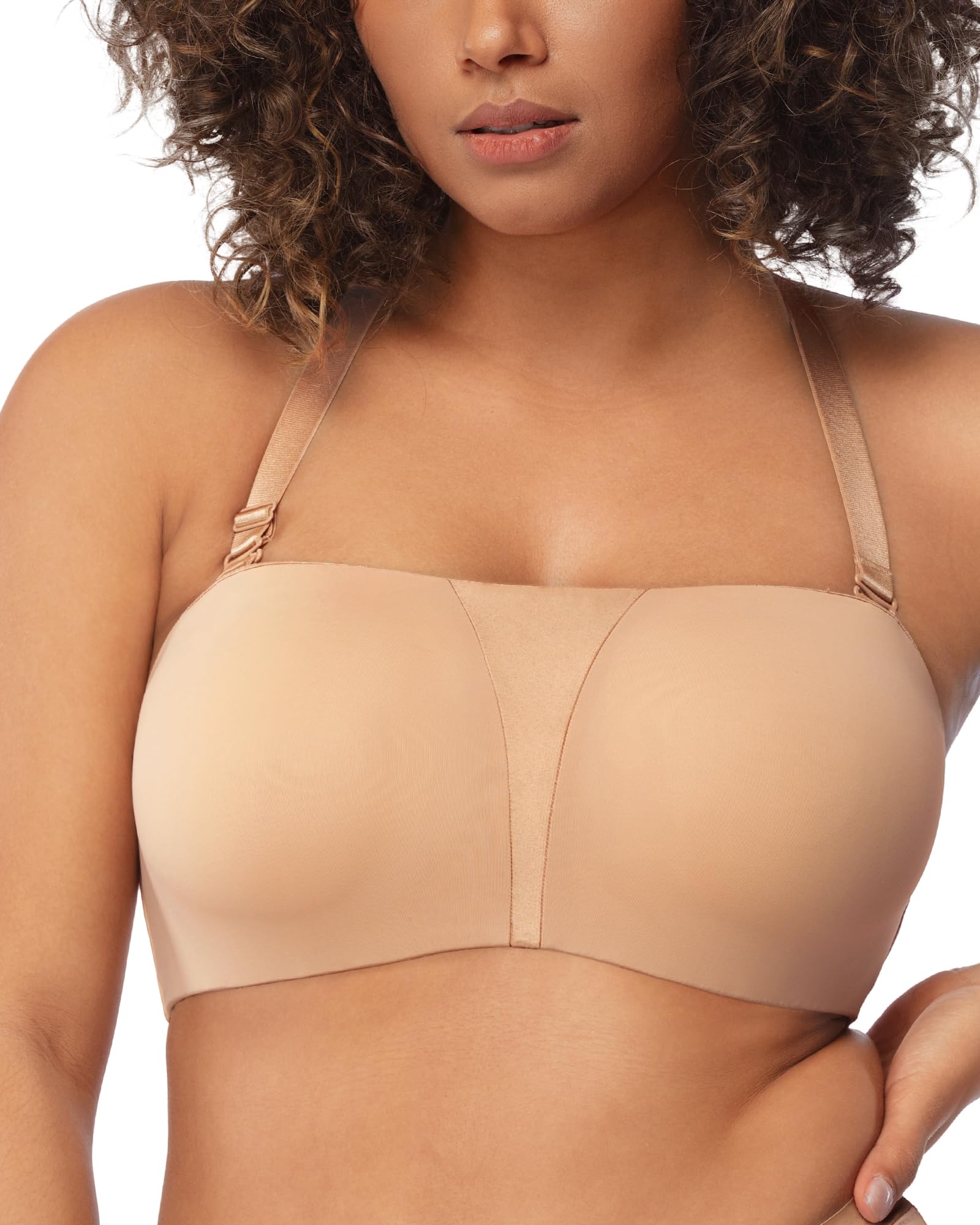 HSIA Women's Strapless Bra for Big Bust - Full Coverage Plus Size Bandeau Bra with Anti-Slip Underwire for Large Breasts | Perfect for Wedding Dresses, Evening Gowns & Formal Wear
