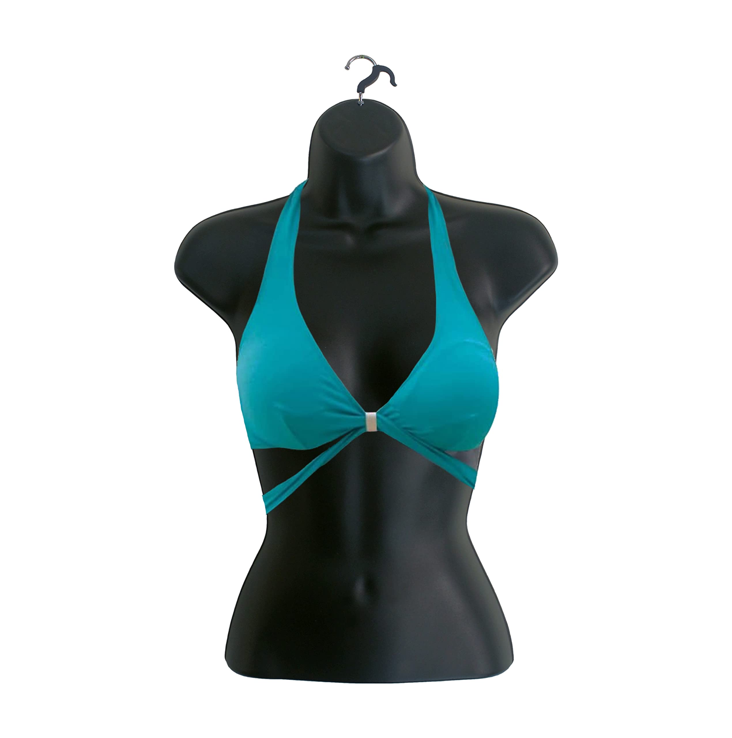 Black Female Hollow Back Mannequin Torso Set with Hanging Hook - 3 Pack (S-M Size) for Clothing Display, Boutique, Retail Store & Fashion Photography
