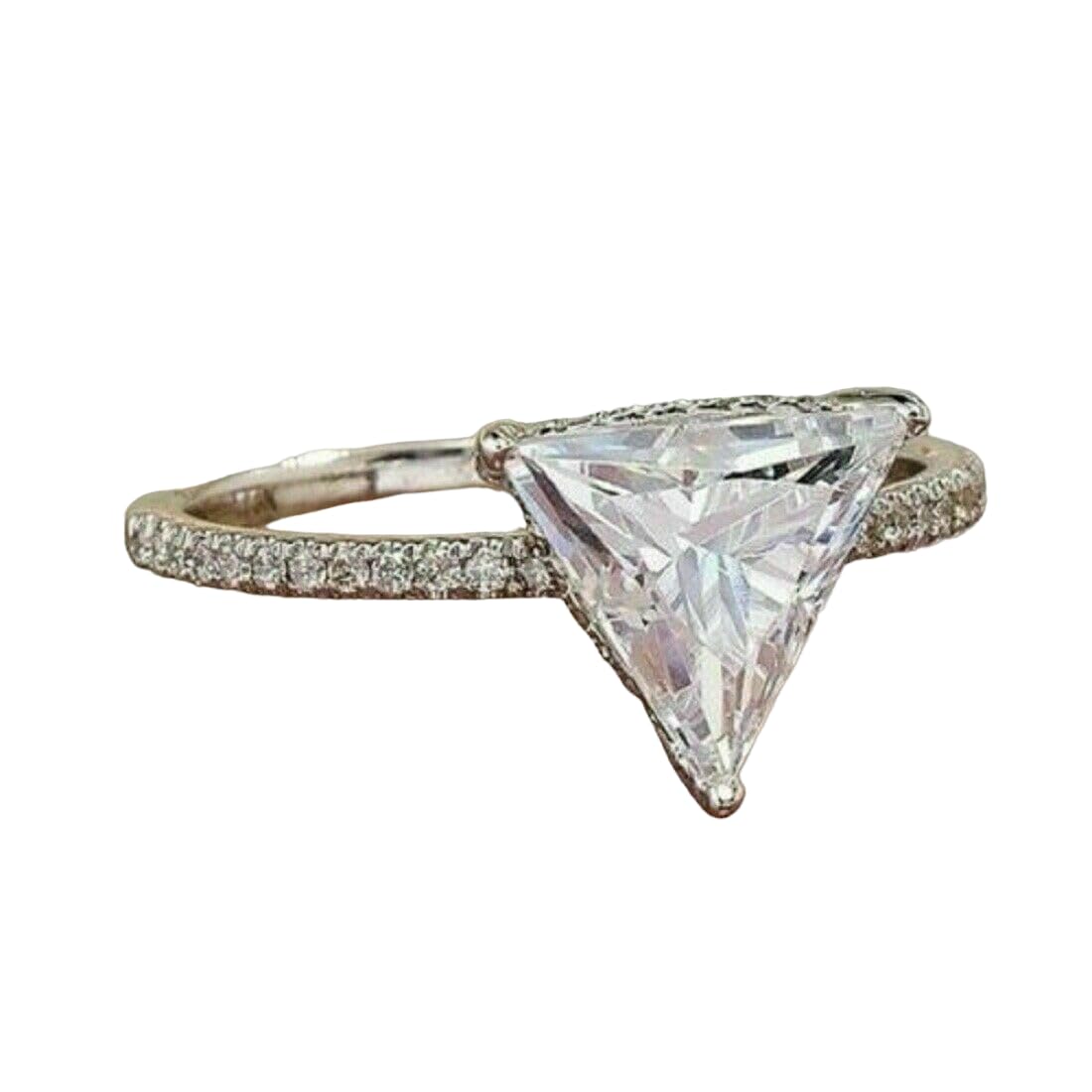 2 Ct Trillion Cut Diamond Solitaire Hidden Halo Engagement Ring for Women - 14K White Gold Plated 925 Sterling Silver Handmade Wedding Promise Ring - Perfect for Proposals, Anniversaries & Special Occasions