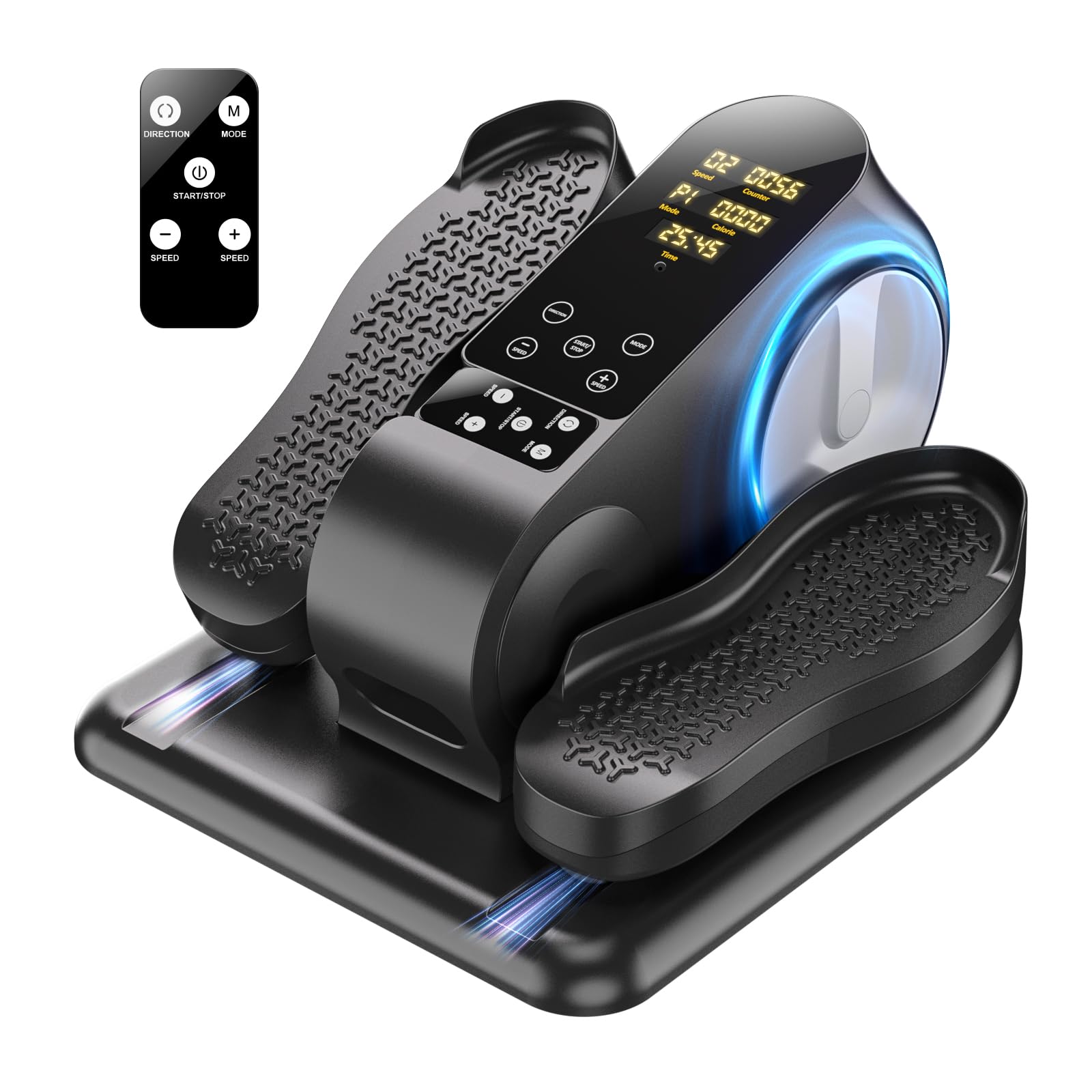 Under Desk Elliptical Machine - Upgraded Quiet Portable Leg Exerciser for Seniors & Office Workers | Electric Seated Pedal Exerciser with Remote Control & 12 Speed Levels | Perfect for Home, Office & Physical Therapy Use