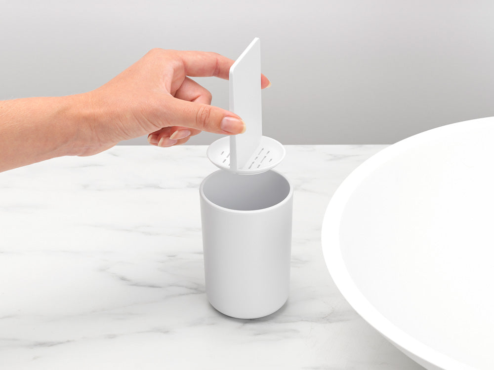 Brabantia Stainless Steel Toothbrush Holder - Wall Mount or Countertop Bathroom Organizer for Brushes & Oral Care Essentials | Perfect for Modern Homes & Spa-Like Bathrooms