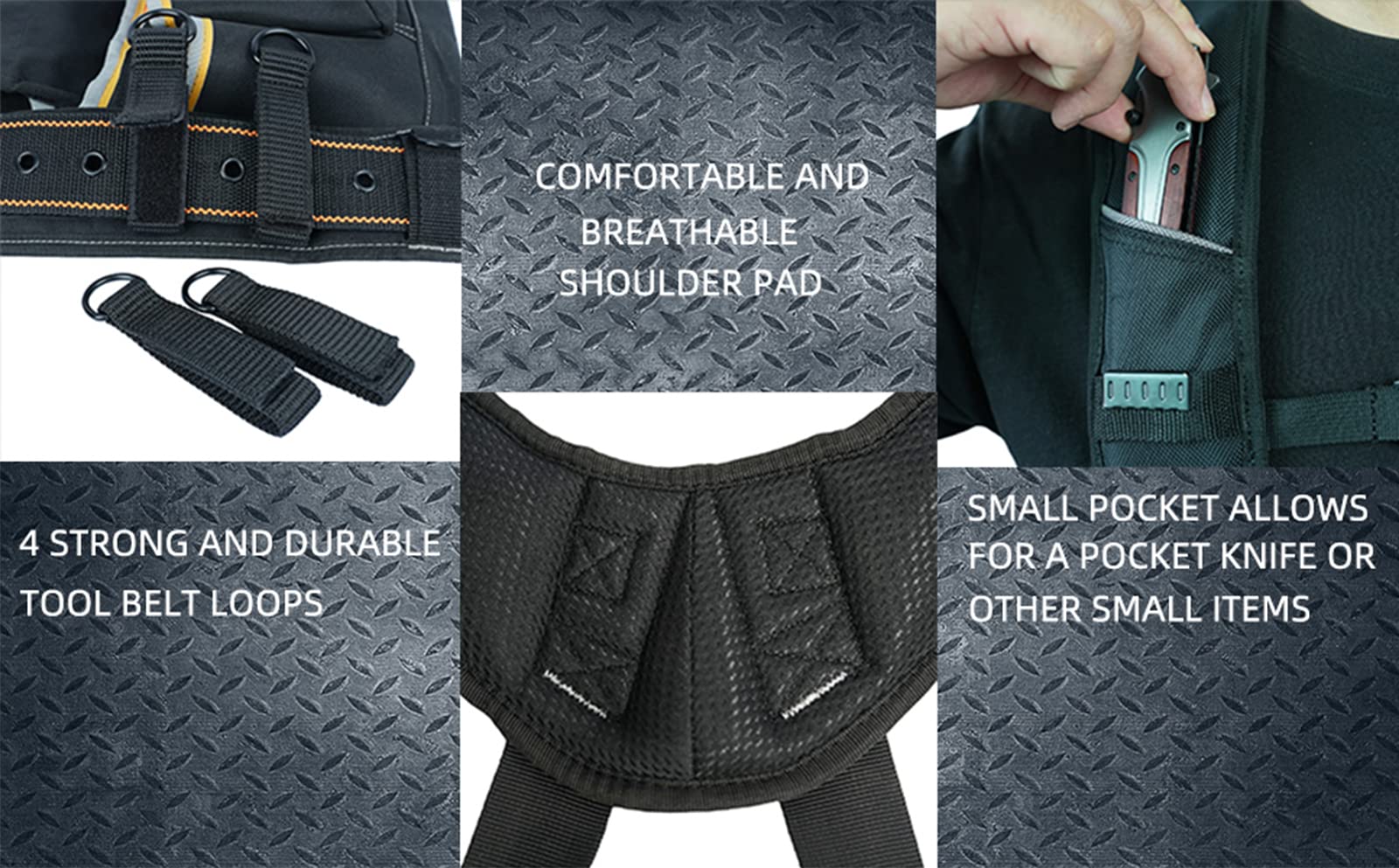KUNN Heavy Duty Tool Belt Suspenders for Men - Magnetic Wristband Work Suspender for Construction, Electricians & Carpenters - Black | Ideal for Framing, Renovation & Professional Tool Organization