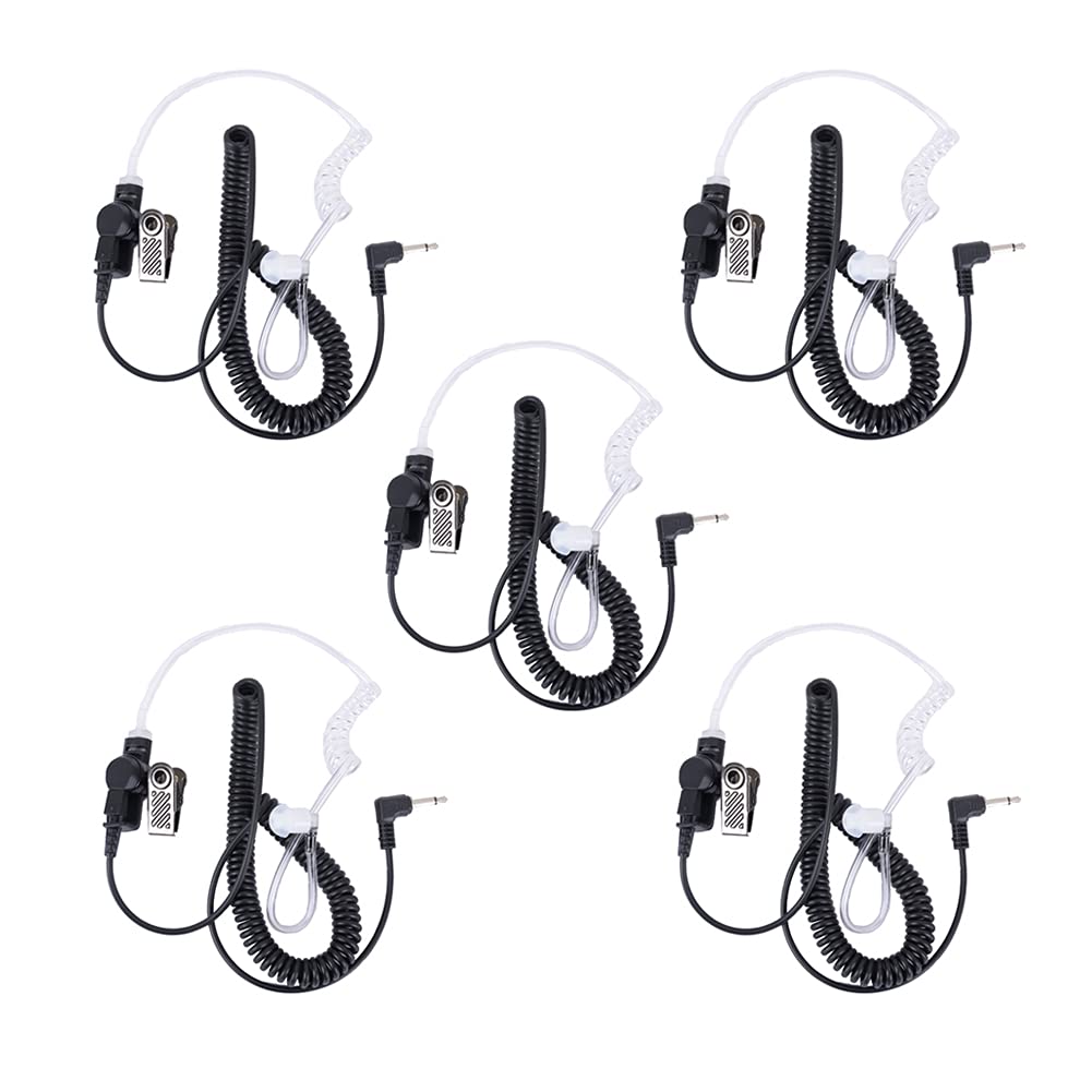 3.5mm Two-Way Radio Earpiece with 1 Pin Acoustic Tube - Listen Only Ham Radio Headset for Retevis RT22P RB19 RB19P B3H B3S Walkie-Talkies (5 Pack) - Ideal for Security, Construction & Event Communication
