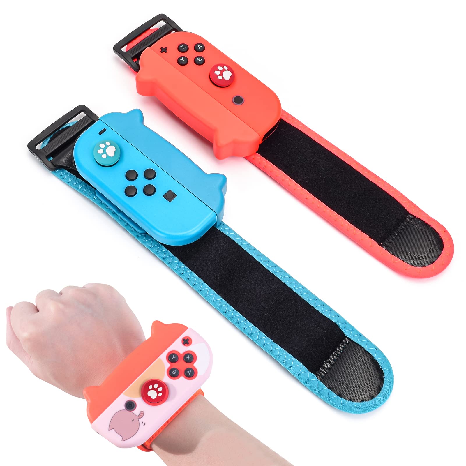 DLseego Adjustable Wrist Strap for Nintendo Switch & Switch OLED - Elastic Gamepad Controller Band (Blue & Red) - Perfect for Gaming, Travel & Comfortable Play
