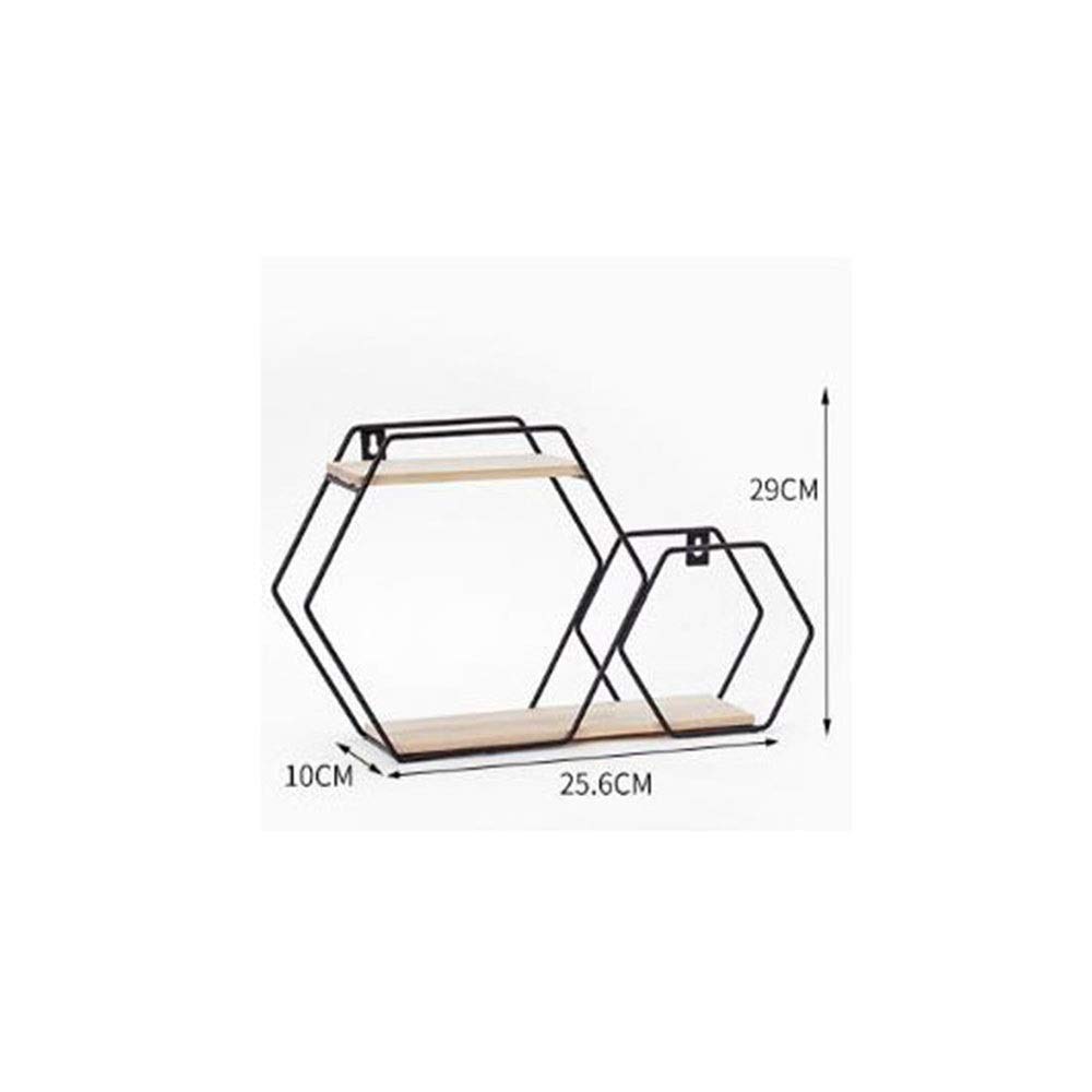 Hexagonal Floating Shelves Set - Modern Geometric Wall Shelves for Home Decor, Easy Install Iron Grid Display Shelf - Black | Perfect for Living Room, Bedroom, Office & Bathroom Storage