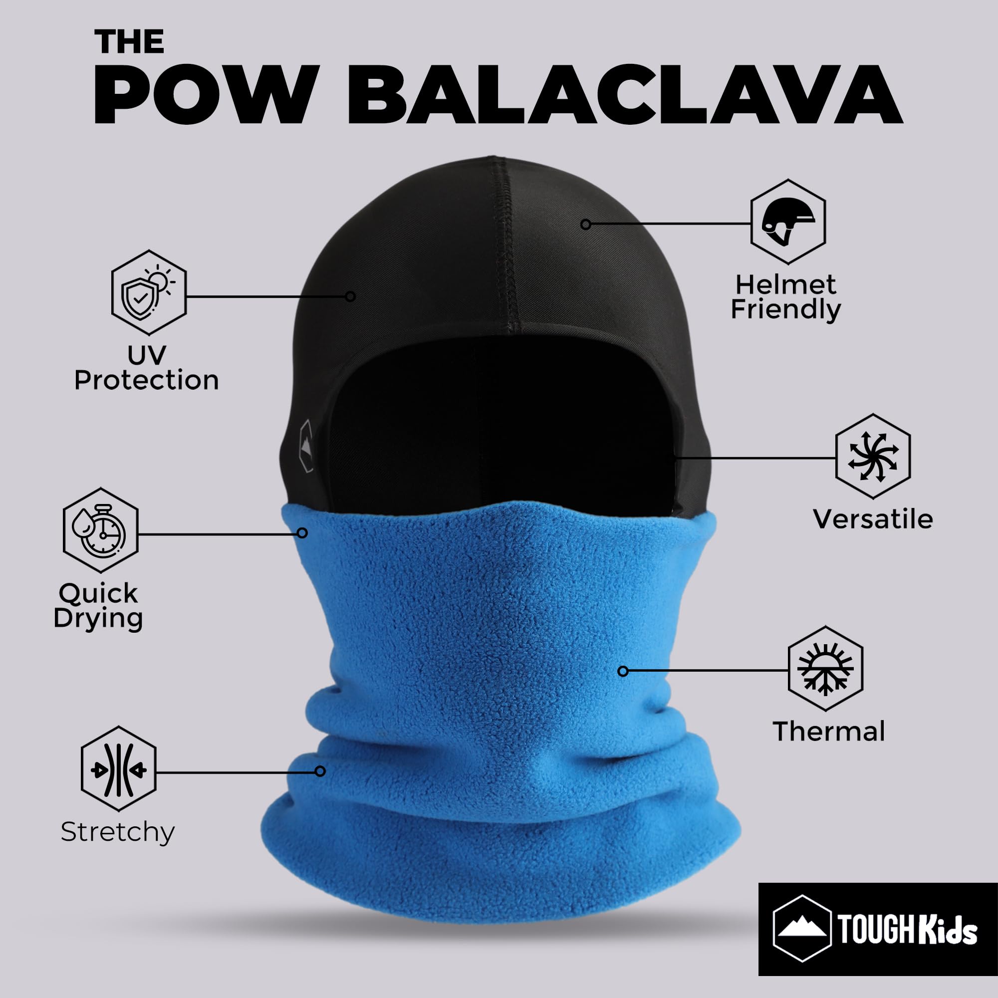Kids Balaclava Ski Mask - Winter Fleece Neck Warmer & Helmet Liner for Toddlers & Children | Cold Weather Face Cover for Skiing, Snowboarding & Outdoor Activities