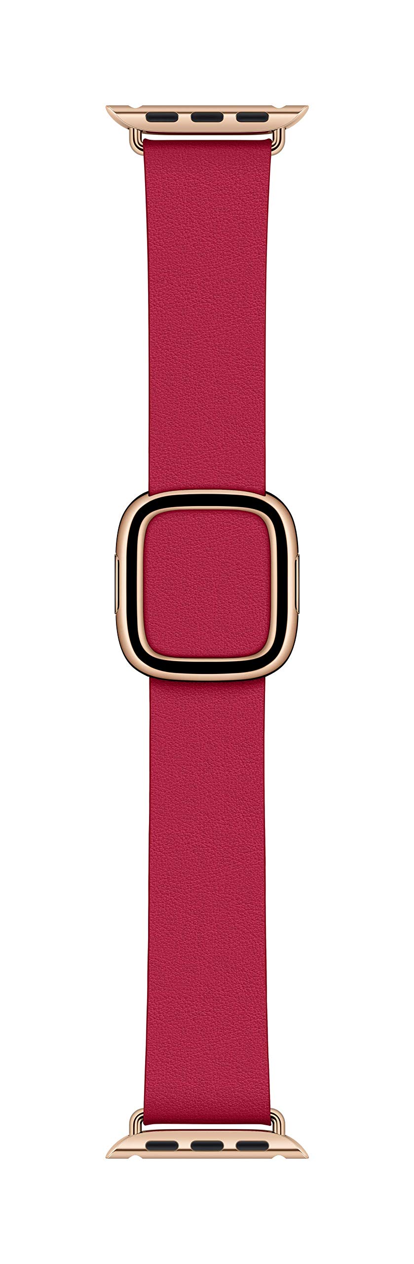 Apple Watch Band 40mm - Modern Buckle Leather Strap in Scarlet Red for Apple Watch Series 9/8/7/SE - Large Size - Premium Replacement Wristband for Workout, Office & Everyday Wear