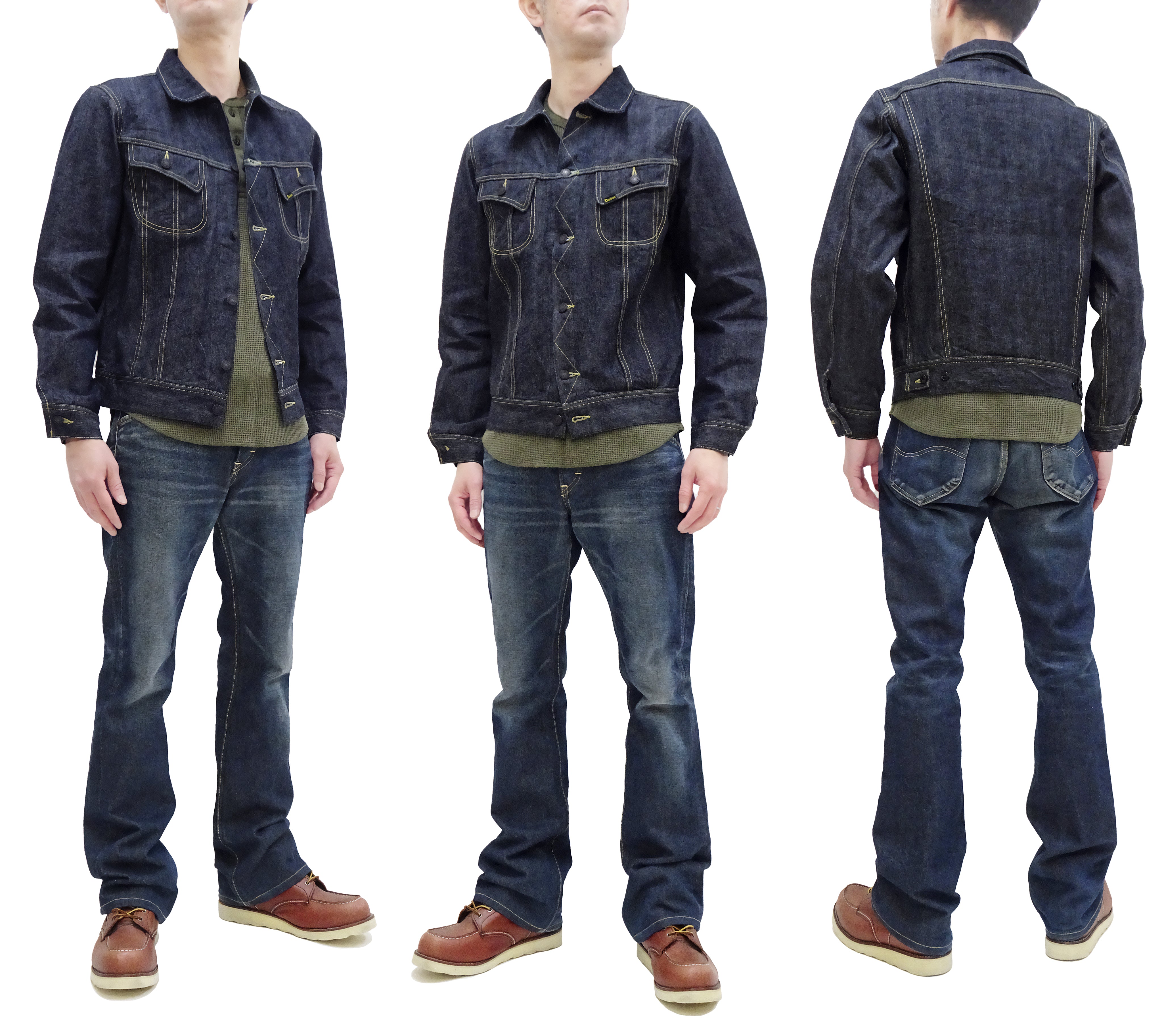 Studio D'artisan Men's 101J Denim Jacket - Reissue Lee Rider Style, One Wash Indigo Jean Jacket D4557 | Vintage Fashion, Casual Wear & Street Style Outfits