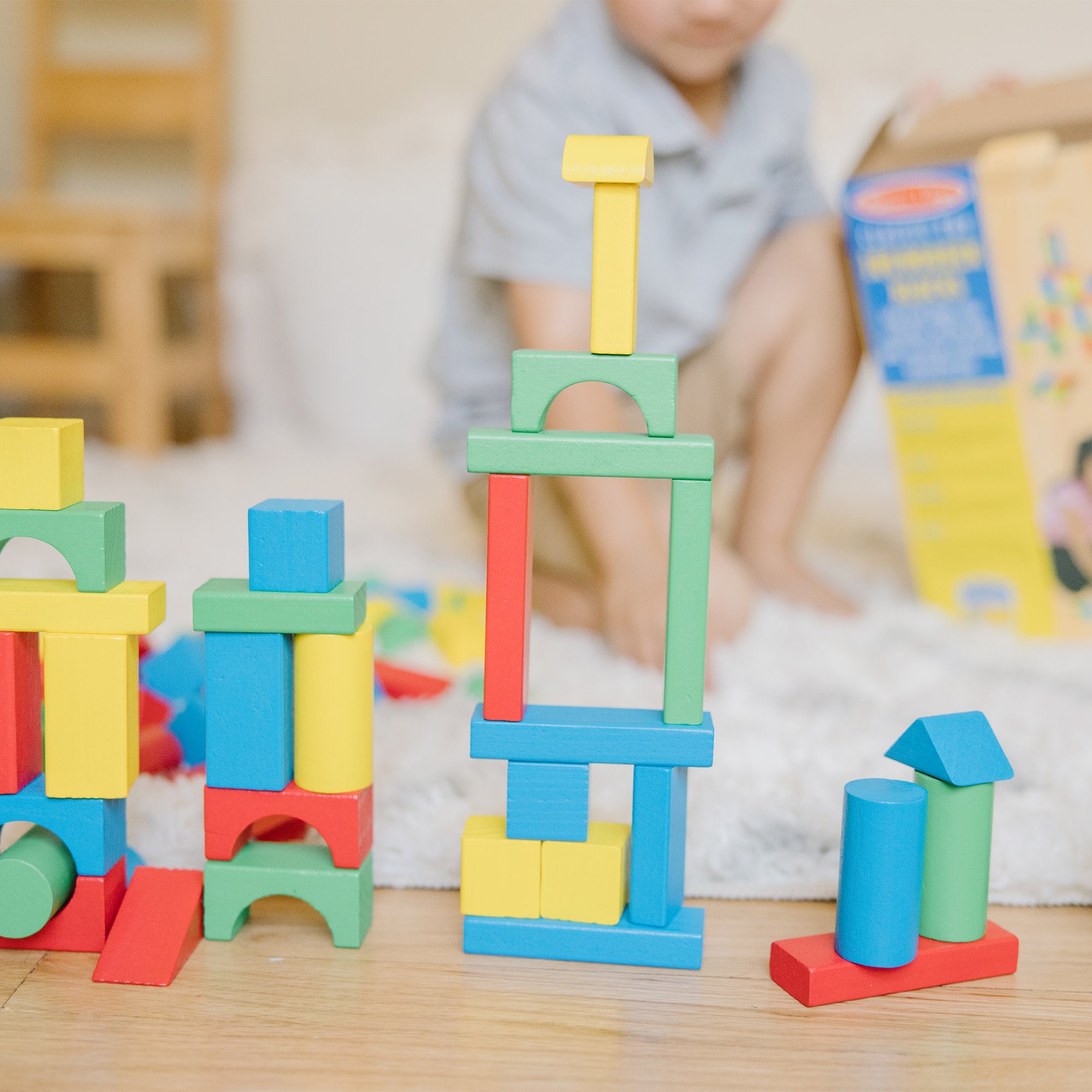 100 Piece Wooden Building Blocks Set - STEM Educational Toys for Kids, Creative Construction Playset for Toddlers & Preschoolers - Perfect for Classroom, Birthday Gifts & Family Game Night